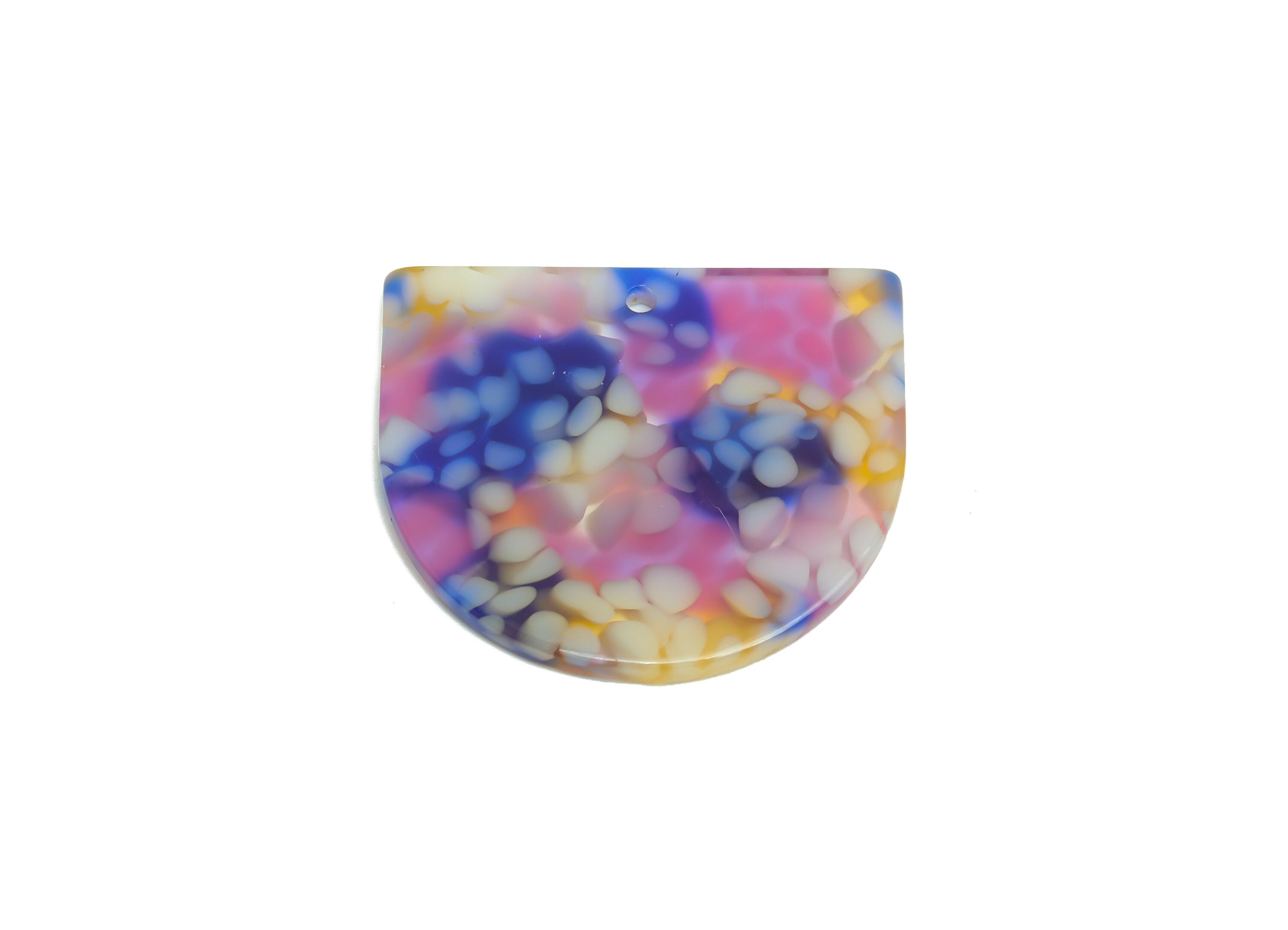 Acetic Acid D Charms - Acetic Domed Earring Charm - Acetic Domed Rainbow Pendant - Color Code: A1017 - 33.45x29.09x2.5mm - AC1094-A1017 - DOMEDBAZAAR