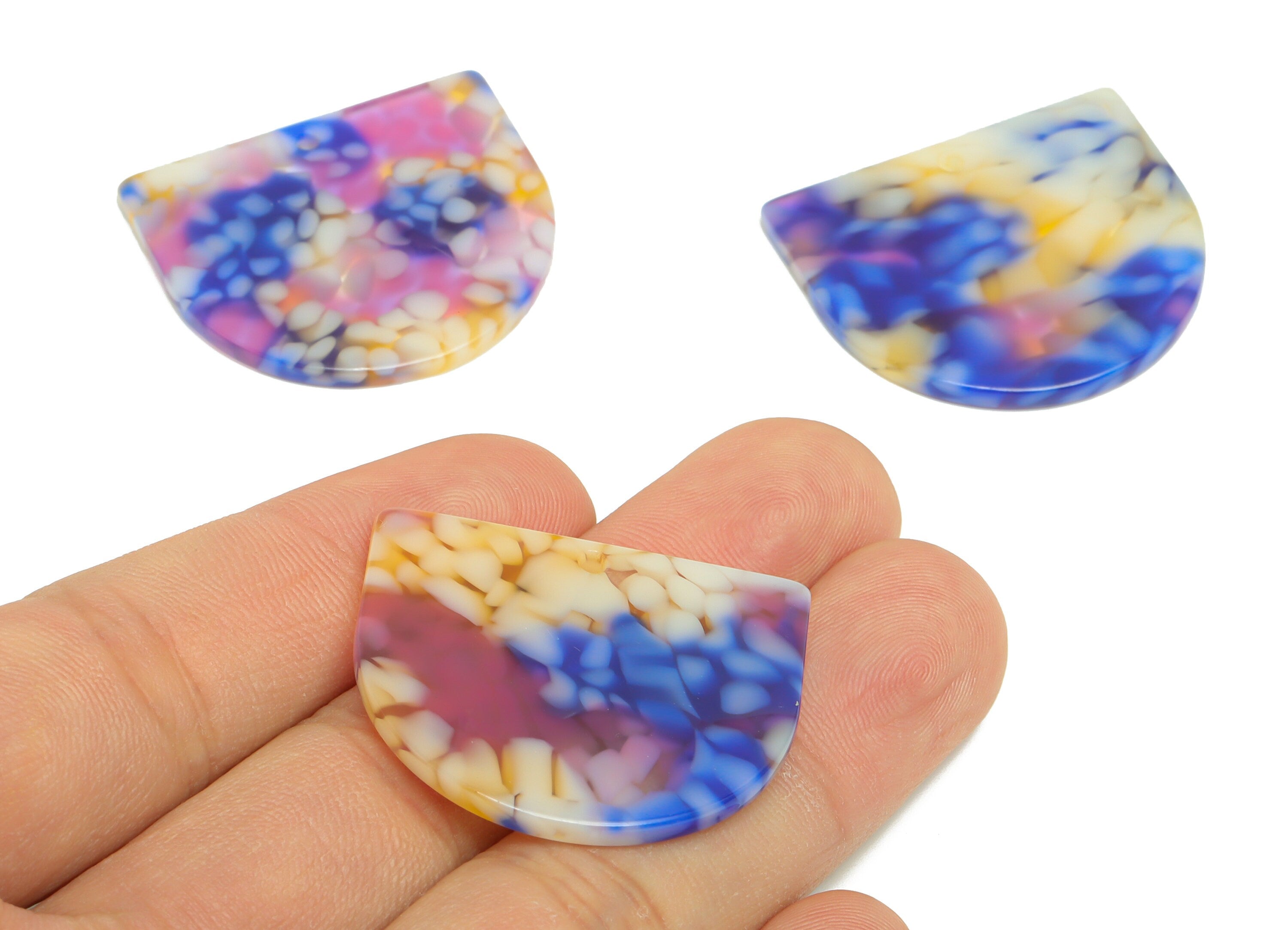 Acetic Acid D Charms - Acetic Domed Earring Charm - Acetic Domed Rainbow Pendant - Color Code: A1017 - 33.45x29.09x2.5mm - AC1094-A1017 - DOMEDBAZAAR