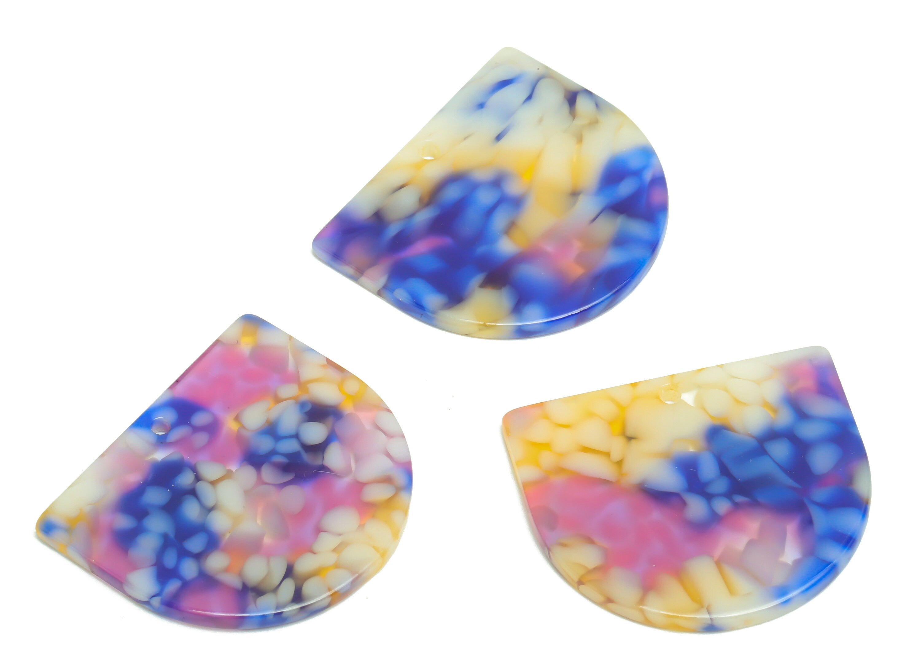 Acetic Acid D Charms - Acetic Domed Earring Charm - Acetic Domed Rainbow Pendant - Color Code: A1017 - 33.45x29.09x2.5mm - AC1094-A1017 - DOMEDBAZAAR