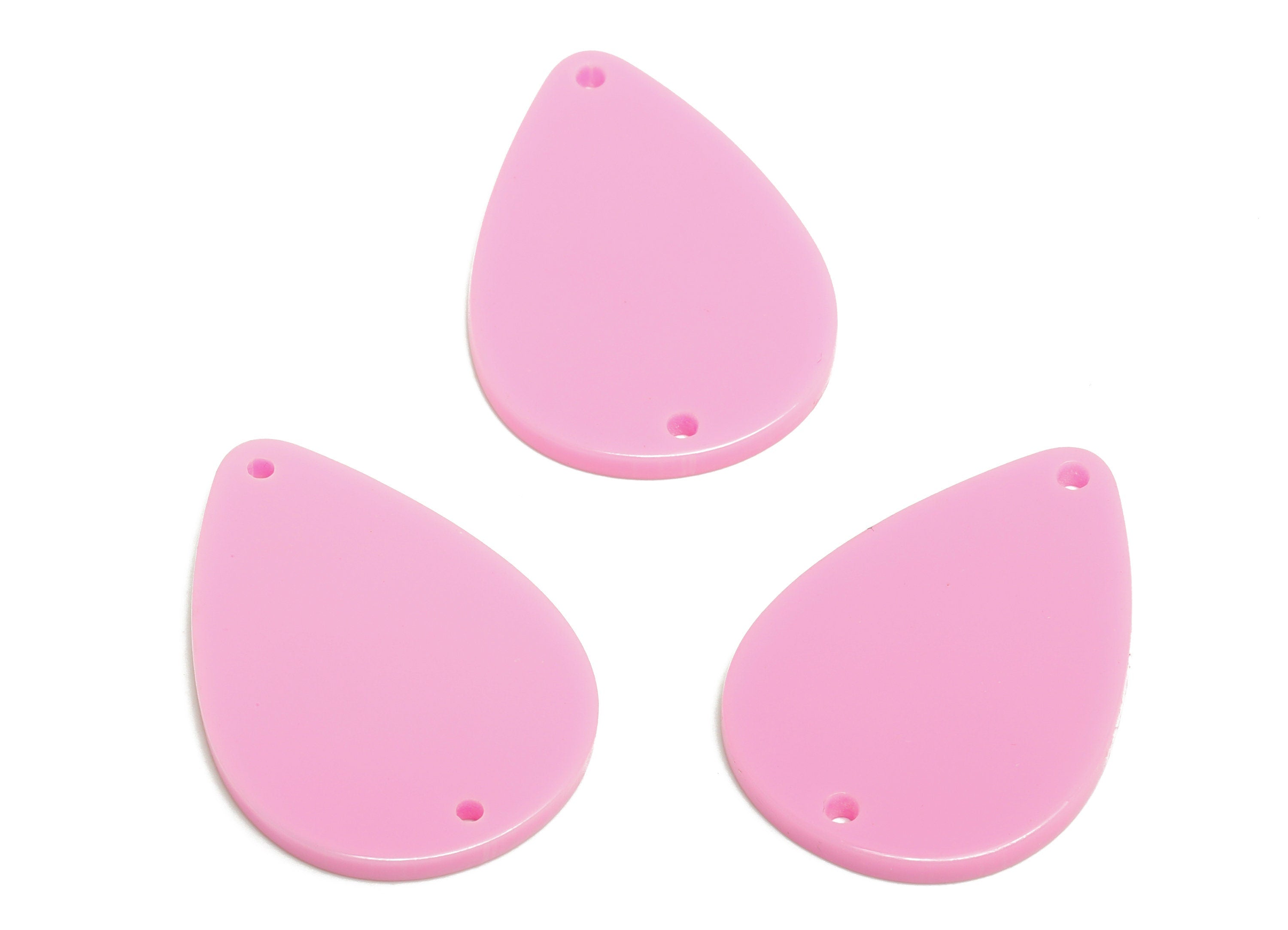 Acrylic Drop Earring Charms - Teardrop Earring and Pendant - Acrylic Pink Teardrop Connector - Color Code: A891 - 32x23x2.32mm - AC1127-A891 - DOMEDBAZAAR