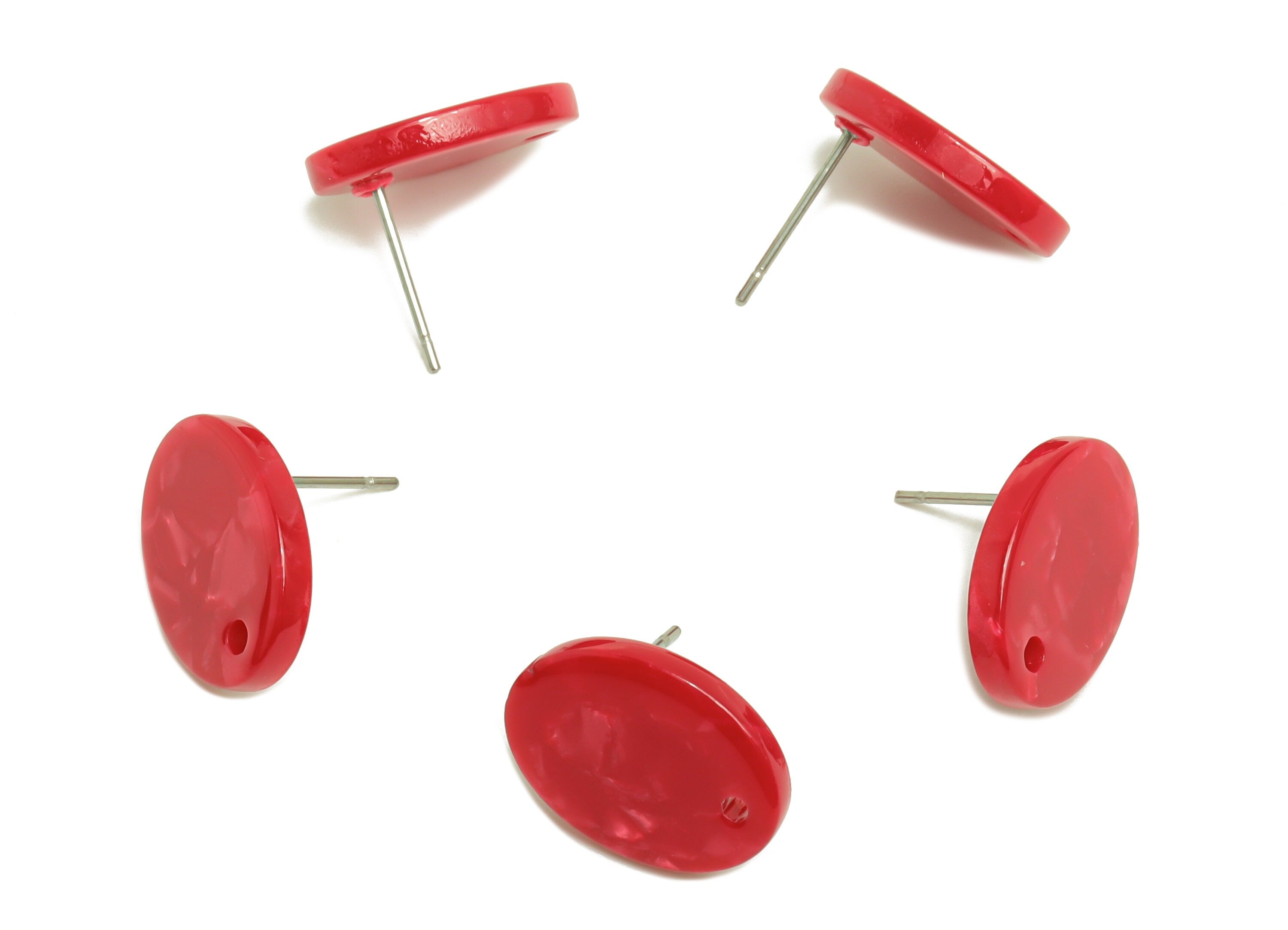 Acetic Acid Oval Earring Post - Acetic Oval Stud - Acetic Red Oval Earring Post - Jewelry Supplies - Color Code:A47 - 15x12x2mm - AC2294-A47 - DOMEDBAZAAR