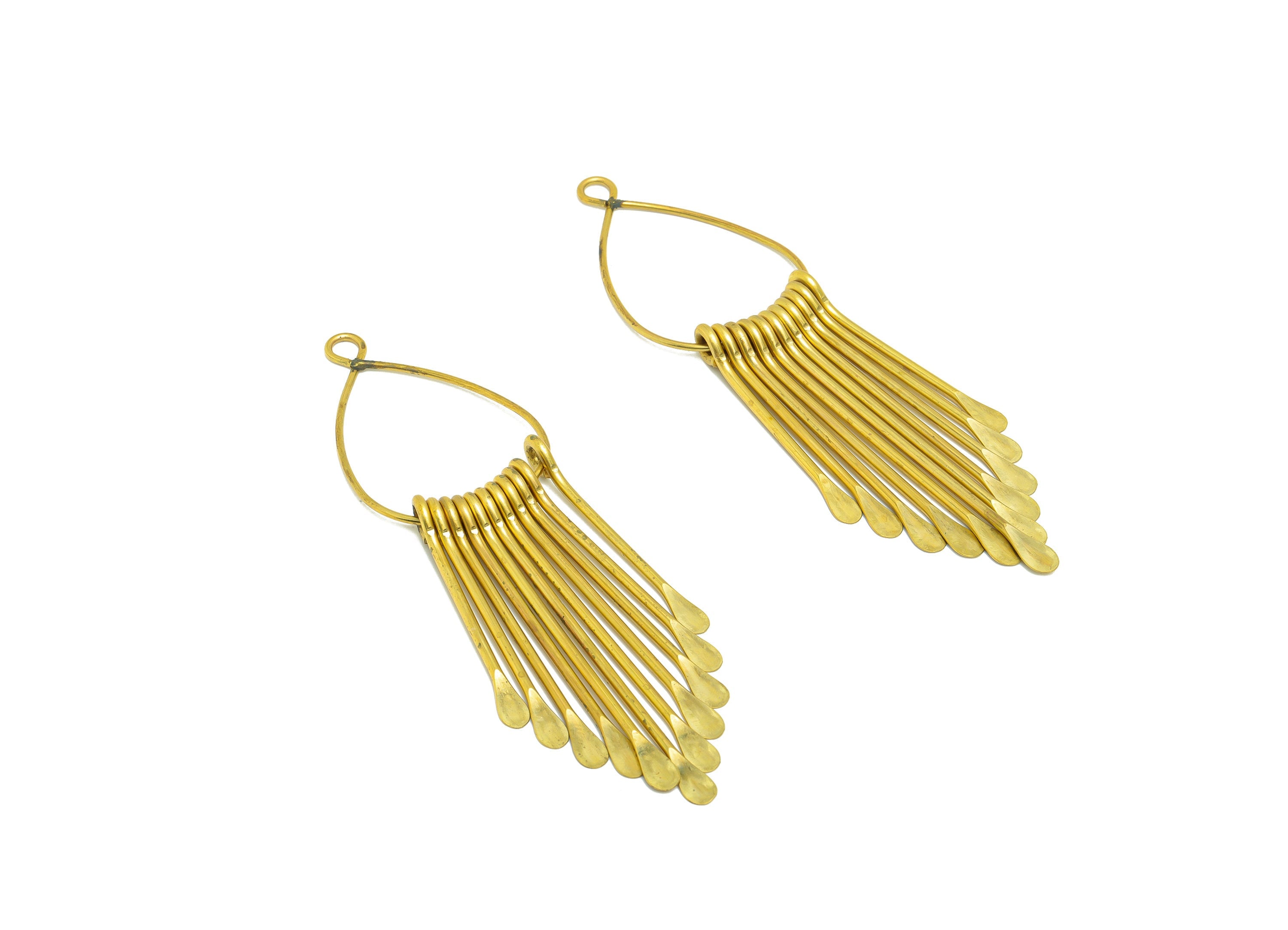 Hammered Wire Tassel Earring Charm - Teardrop Wire Earring Charm - Drop Fringe Oval Earring Tassel - Dangle Charm - 10.2x28x6.5mm - PP10153 - DOMEDBAZAAR