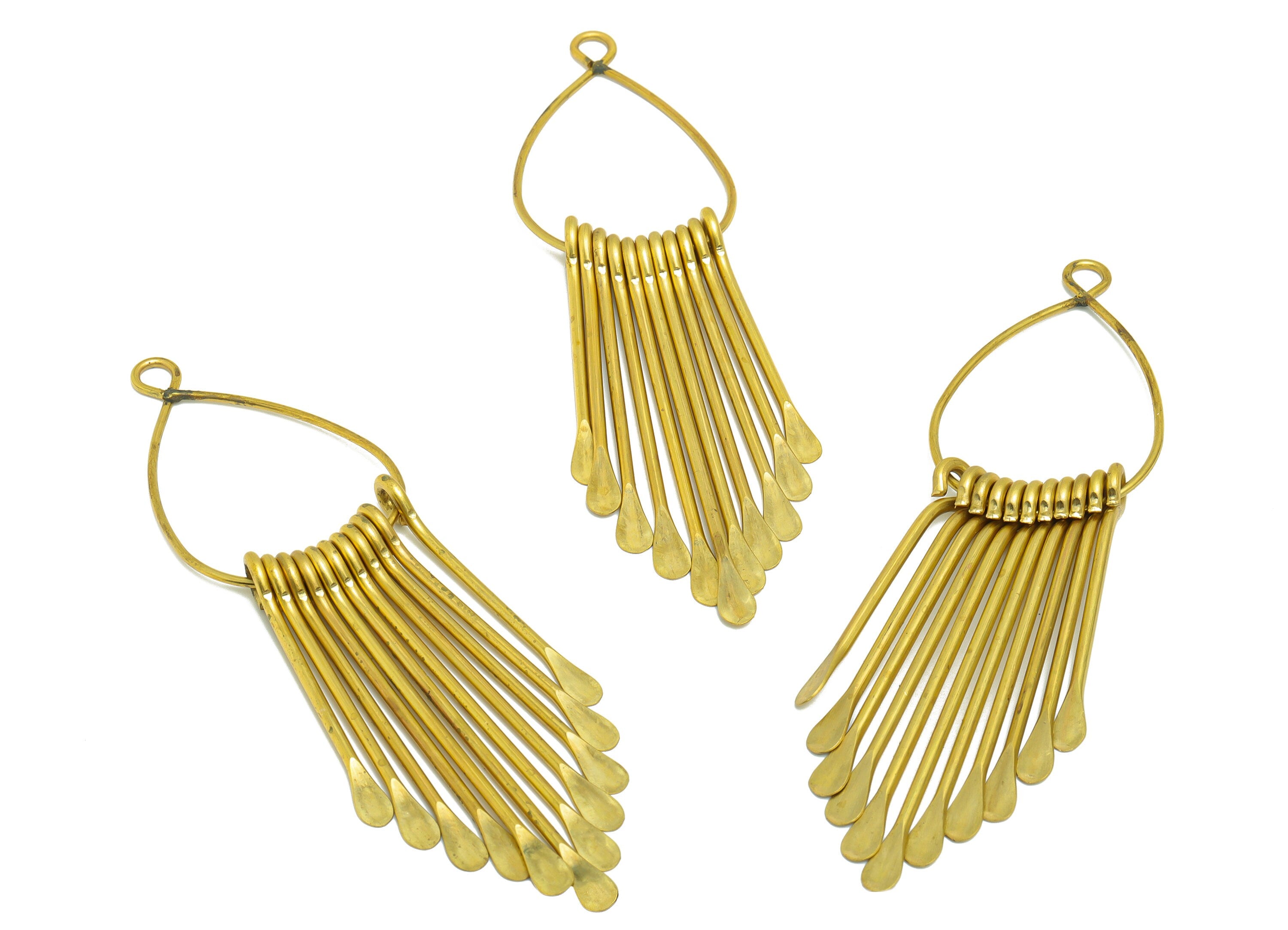 Hammered Wire Tassel Earring Charm - Teardrop Wire Earring Charm - Drop Fringe Oval Earring Tassel - Dangle Charm - 10.2x28x6.5mm - PP10153 - DOMEDBAZAAR