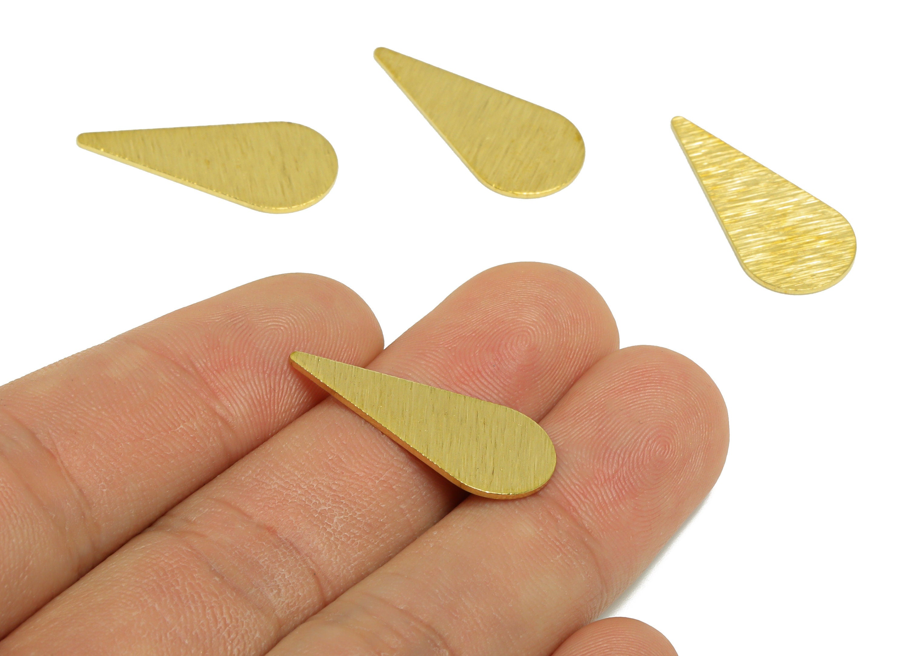 Textured Drop Earring Charm - Raw Brass Drop Earring Charm - Brass Textured Teardrop Charm - Textured Charm - 27x12x0.8mm - PP10324 - DOMEDBAZAAR