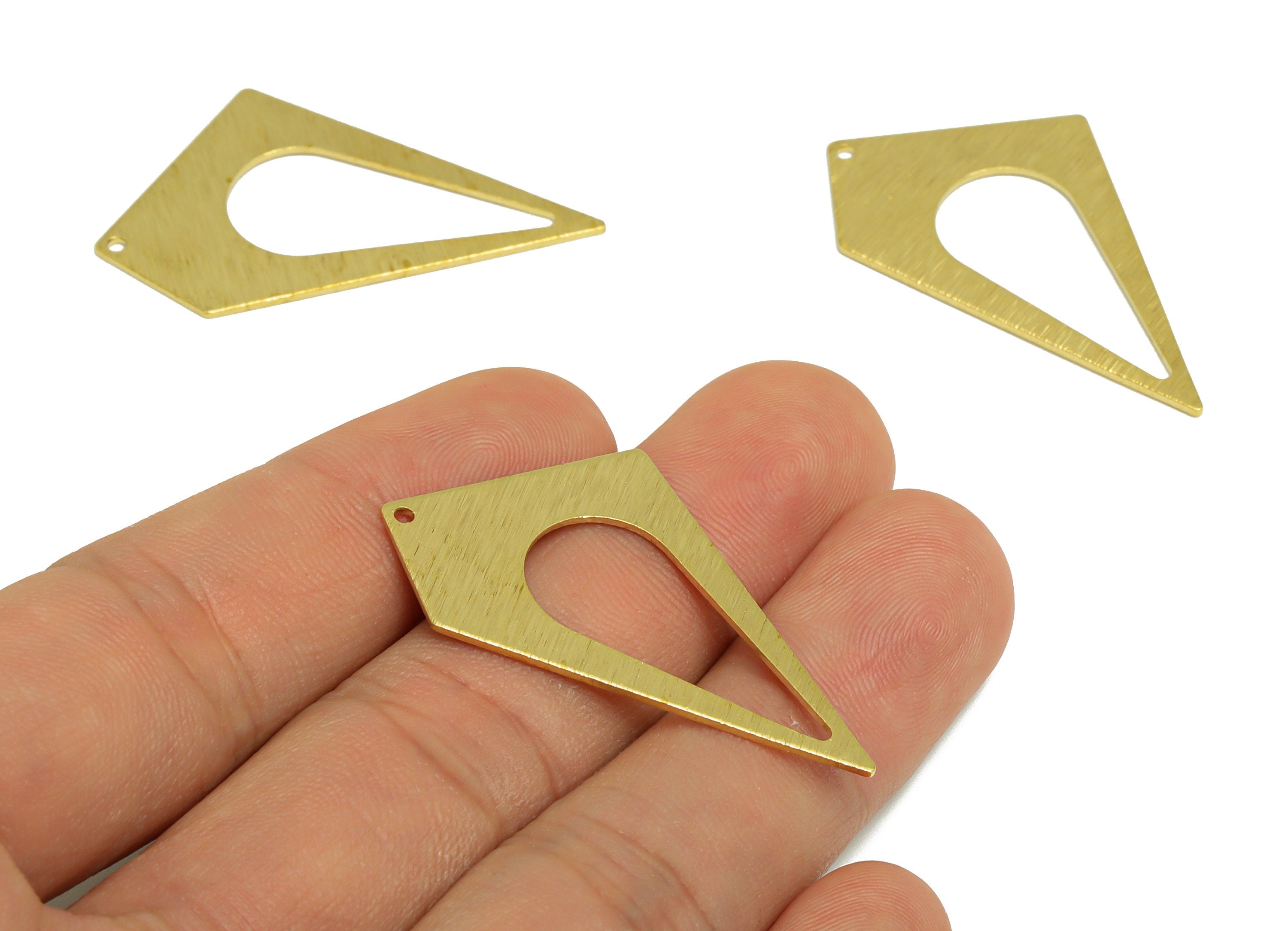 Textured Drop Earring Charm - Raw Brass Drop Earring Charm - Brass Textured Teardrop Pendant - Irregular Charm - 41.4x25x0.9mm - PP10323 - DOMEDBAZAAR