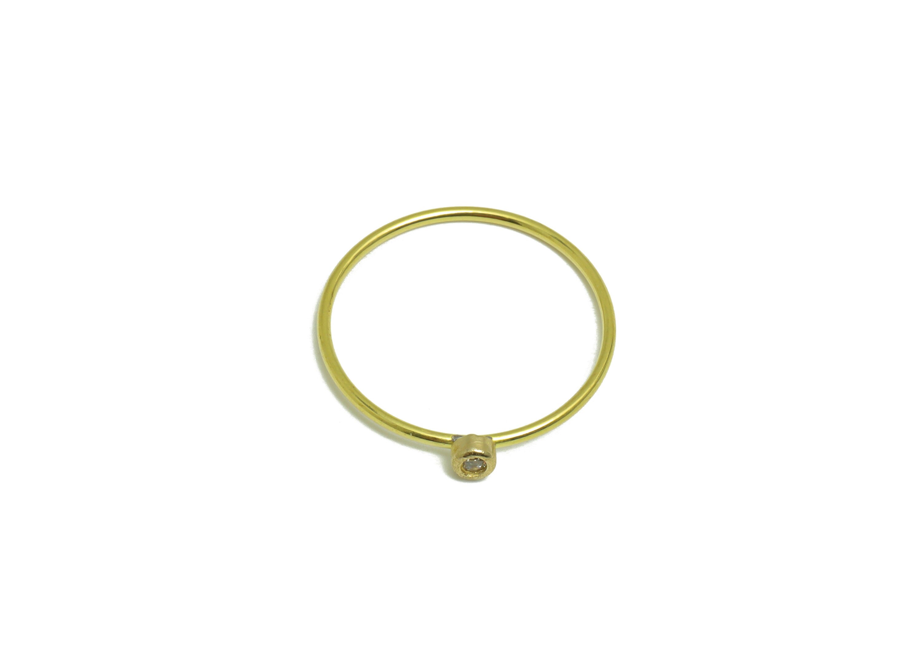 White Brass Zircon Ring - Raw Brass Ring - Brass Chain Rings - Brass Cubic Zircon Rings - 19.2x17.8x2.8mm - PP10337J - DOMEDBAZAAR