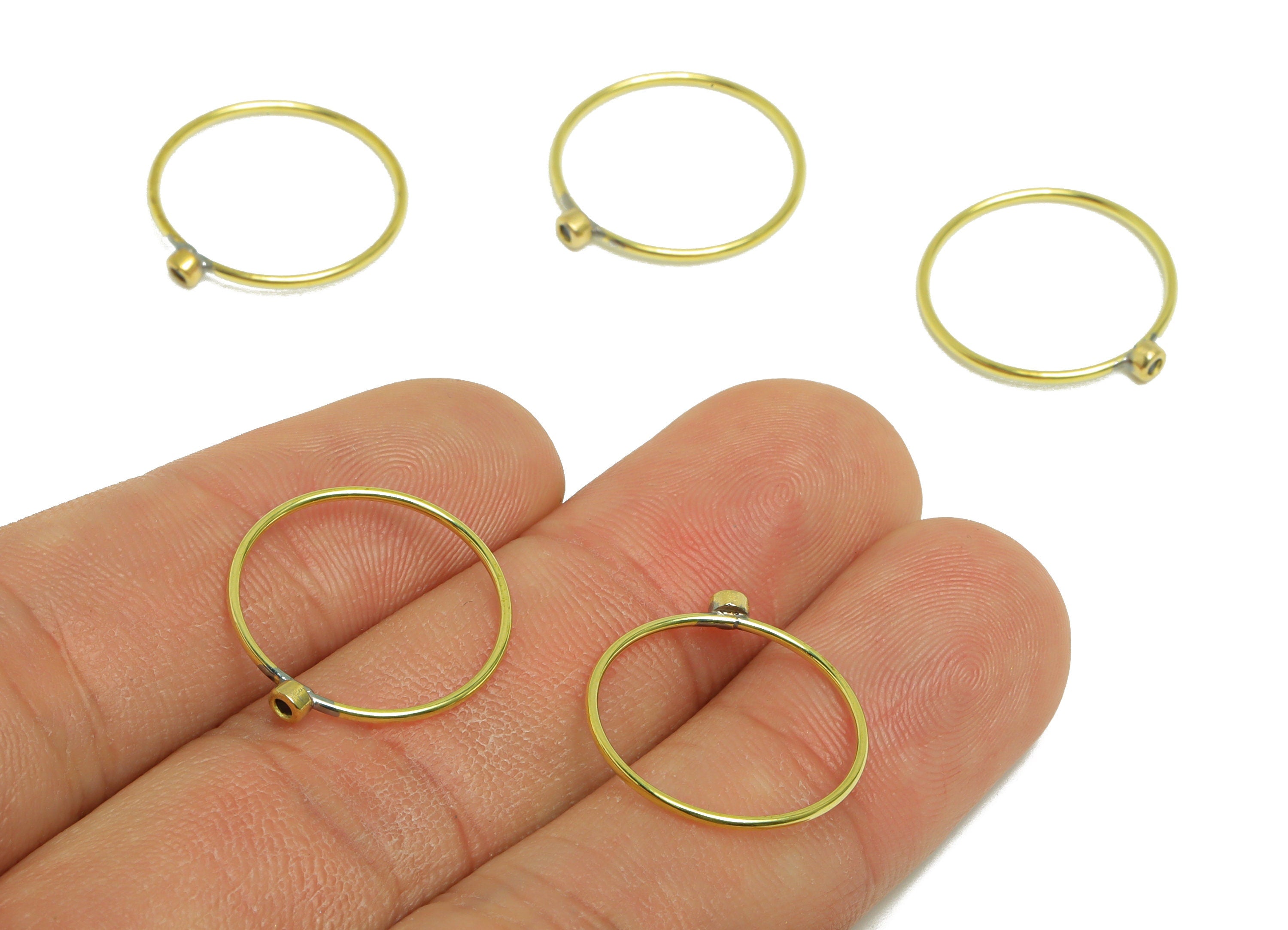 Black Brass Zircon Ring - Raw Brass Ring - Brass Chain Rings - Brass Cubic Zircon Rings - 19.2x17.8x2.8mm - PP10337K - DOMEDBAZAAR