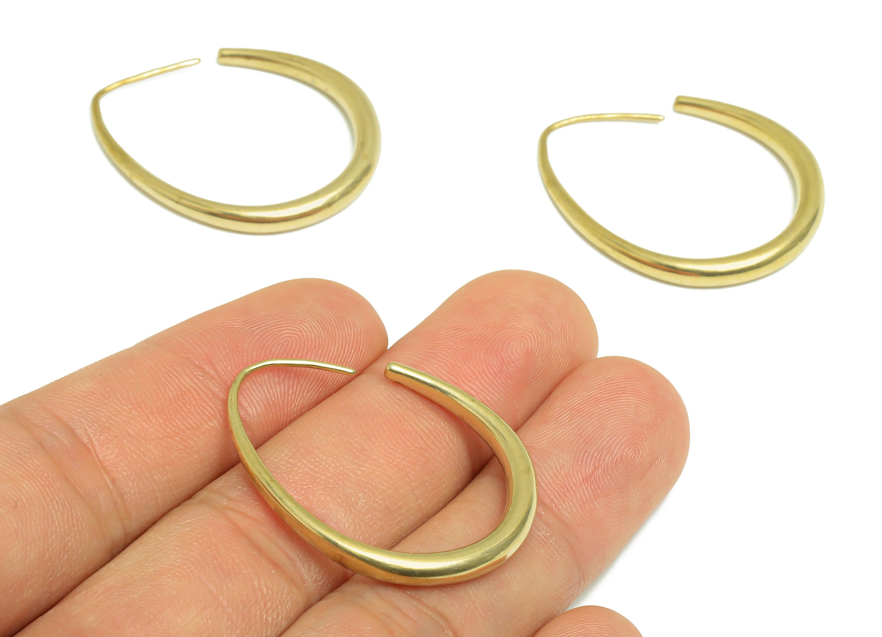 Brass Wire Teardrop Earring Hook - Raw Brass Drop Hoop Earrings - Raw Brass Hoops Earring - Raw Brass Earring - 34.5x28x3.4mm - PP7643B - DOMEDBAZAAR