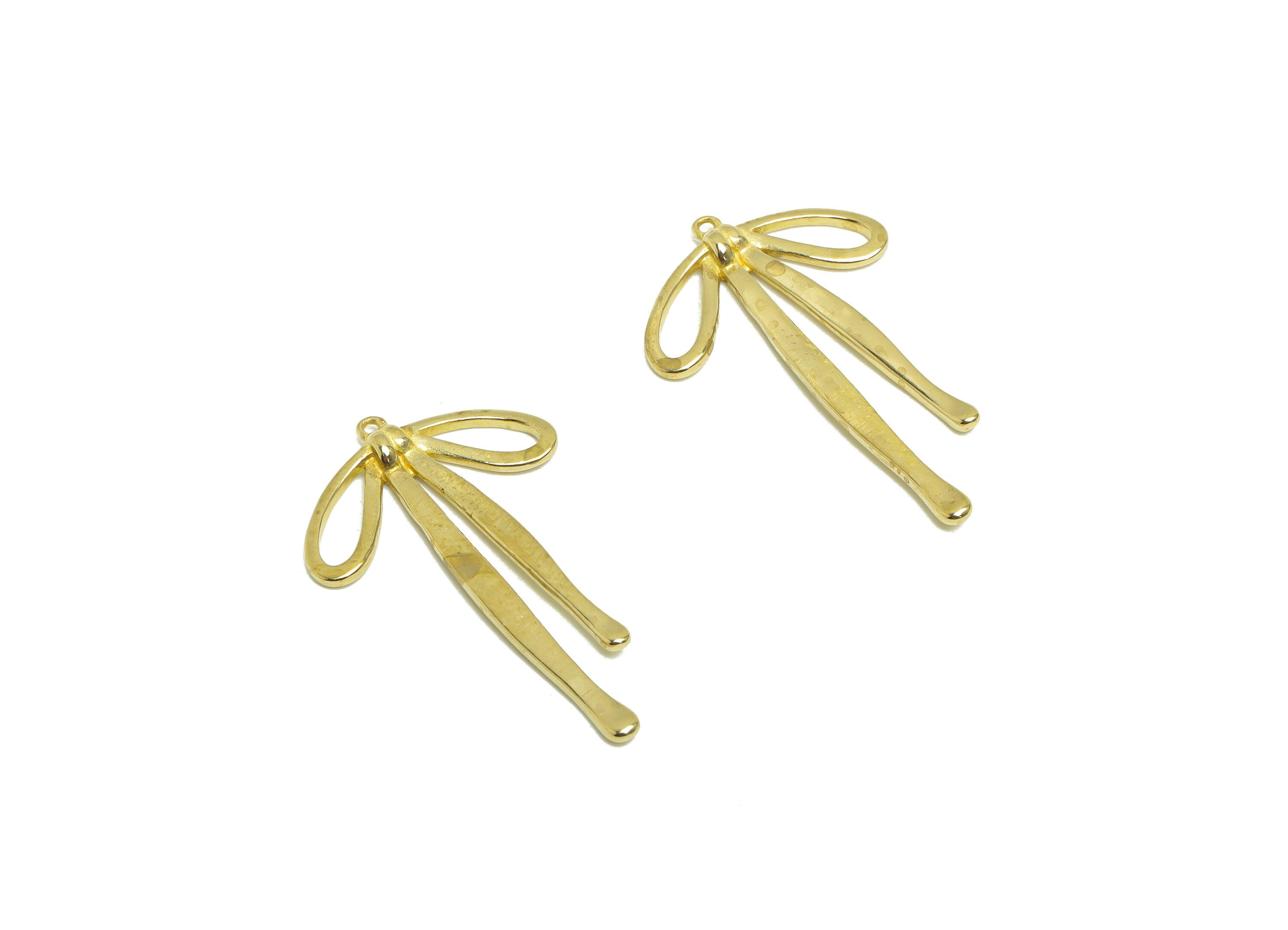 Brass Butterfly Bow Earring Charm - Raw Brass Bow Earring Charm - Brass Figure Pendant - Brass Butterfly Bow Charm - 33x20.5x1.6mm - PP10325 - DOMEDBAZAAR