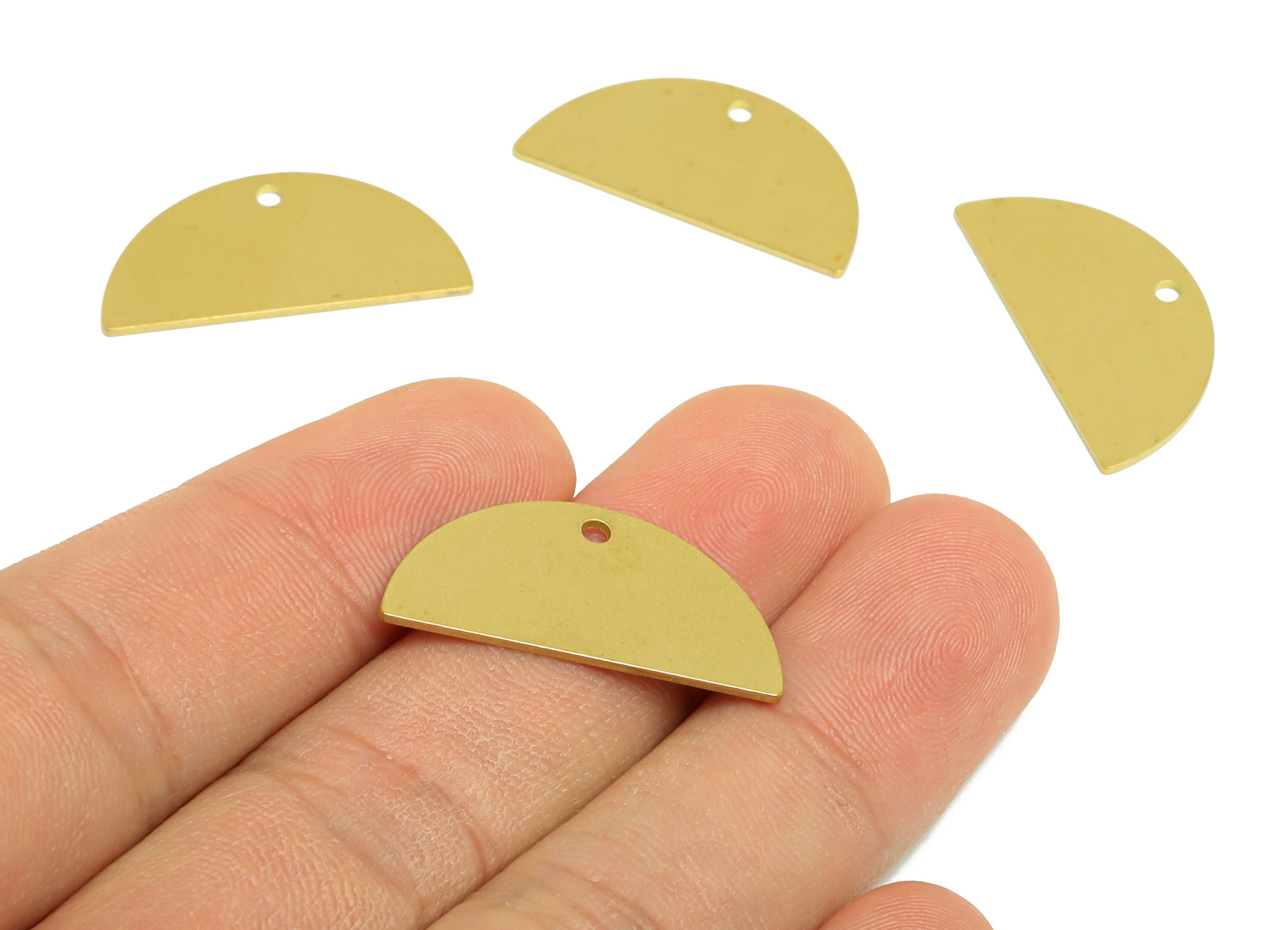Brass Half Moon Earring Charms - Raw Brass Semi Circle Pendant - Earring Findings - Jewelry Making - 26.8x13.4x0.8mm - PP10330 - DOMEDBAZAAR