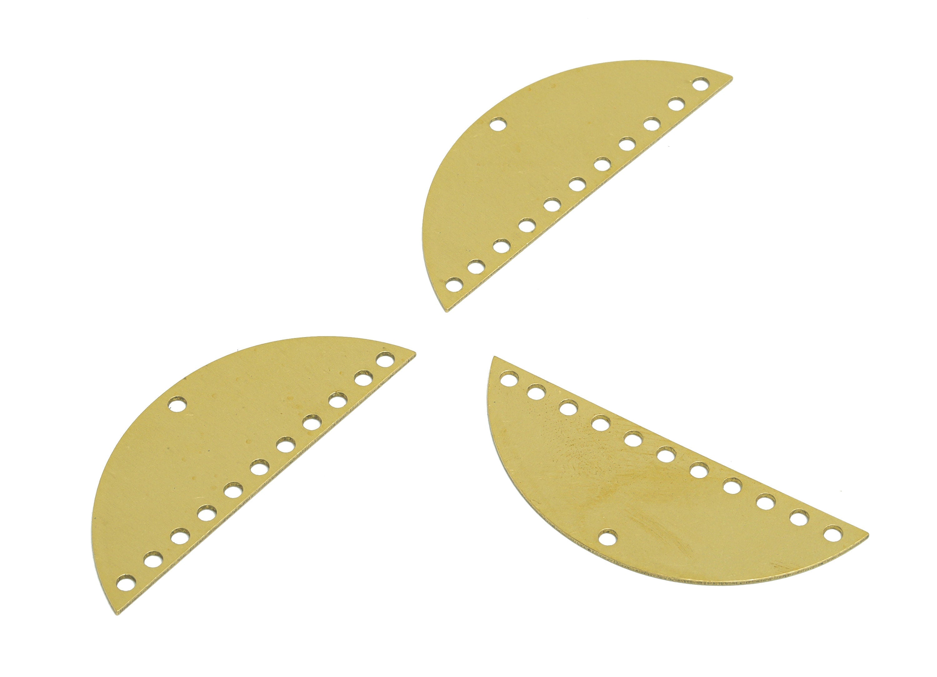 Brass Half Moon Connector - Raw Brass Semicircle Earring Connectors - Brass Moon With 10 Hole - Jewelry Supplies - 43x15.5x0.6mm - PP10329 - DOMEDBAZAAR