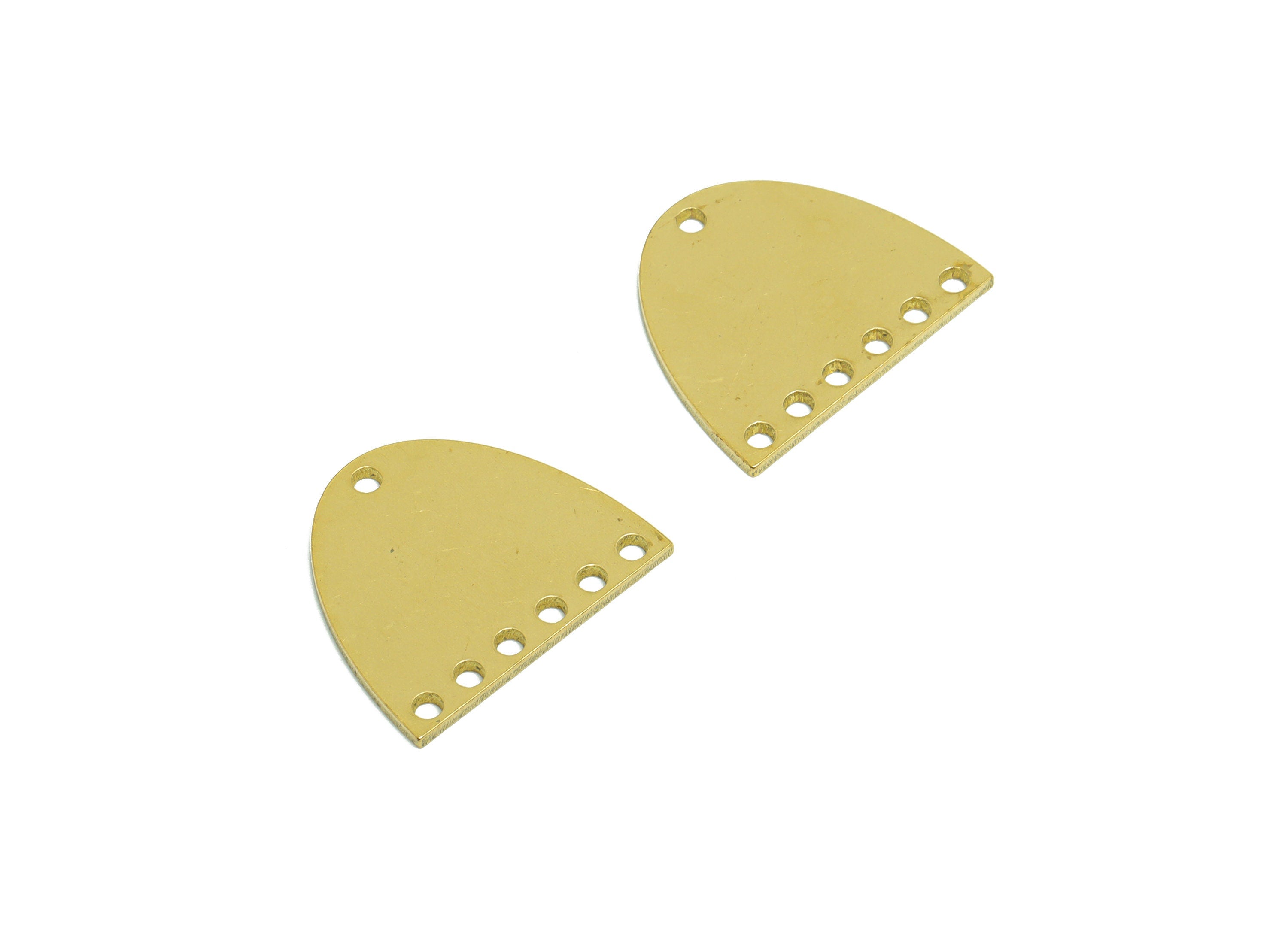 Brass Domed Connector - Raw Brass Semicircle Earring Connectors - Brass Domed With 10 Hole - Jewelry Supplies - 20x17.5x1mm - PP10327 - DOMEDBAZAAR