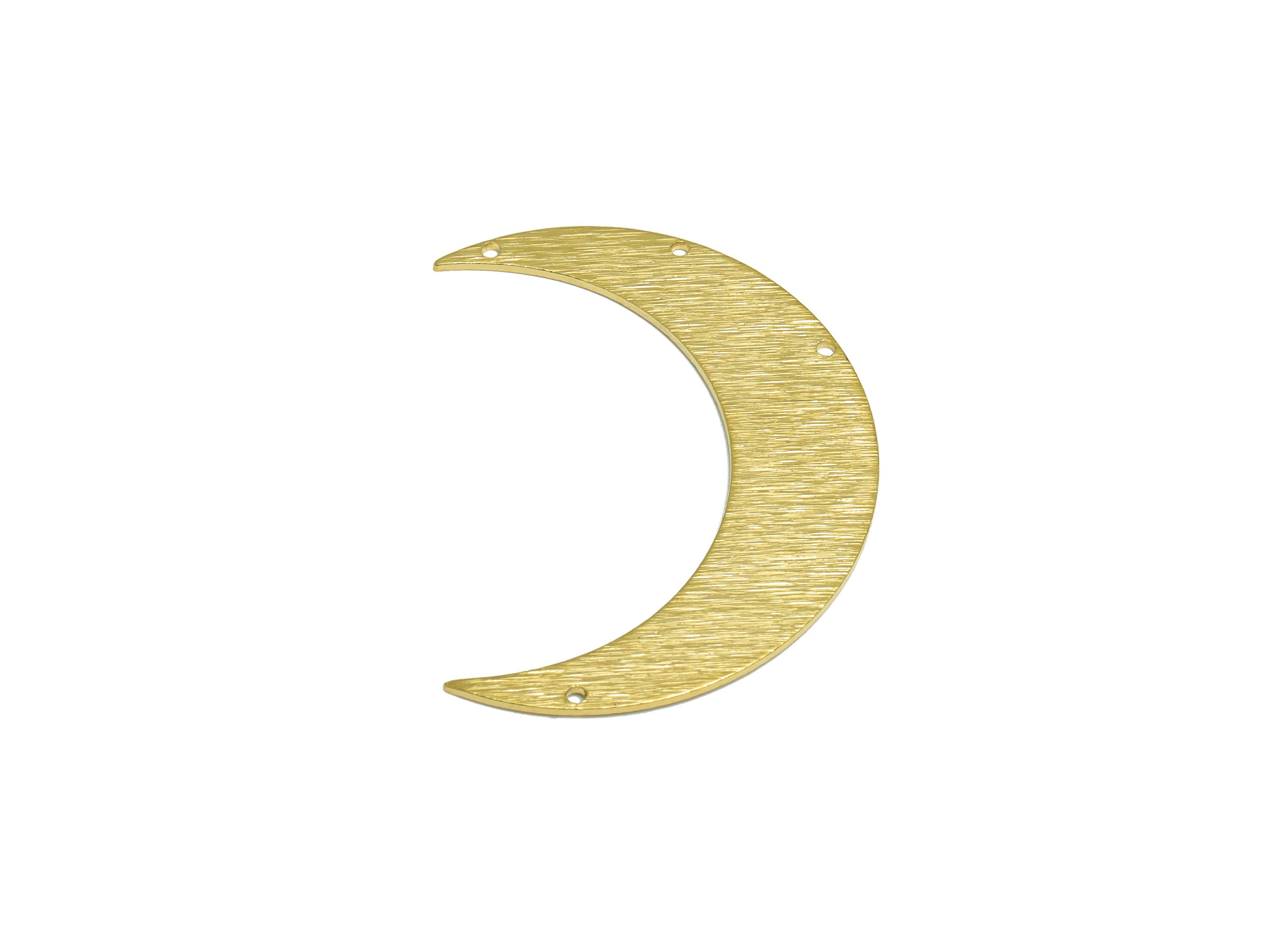 Brass Crescent Connector - Raw Brass Moon Earring Connectors - Textured Crescent With 5 Hole - Jewelry Supplies - 46x11x1mm - PP10309 - DOMEDBAZAAR