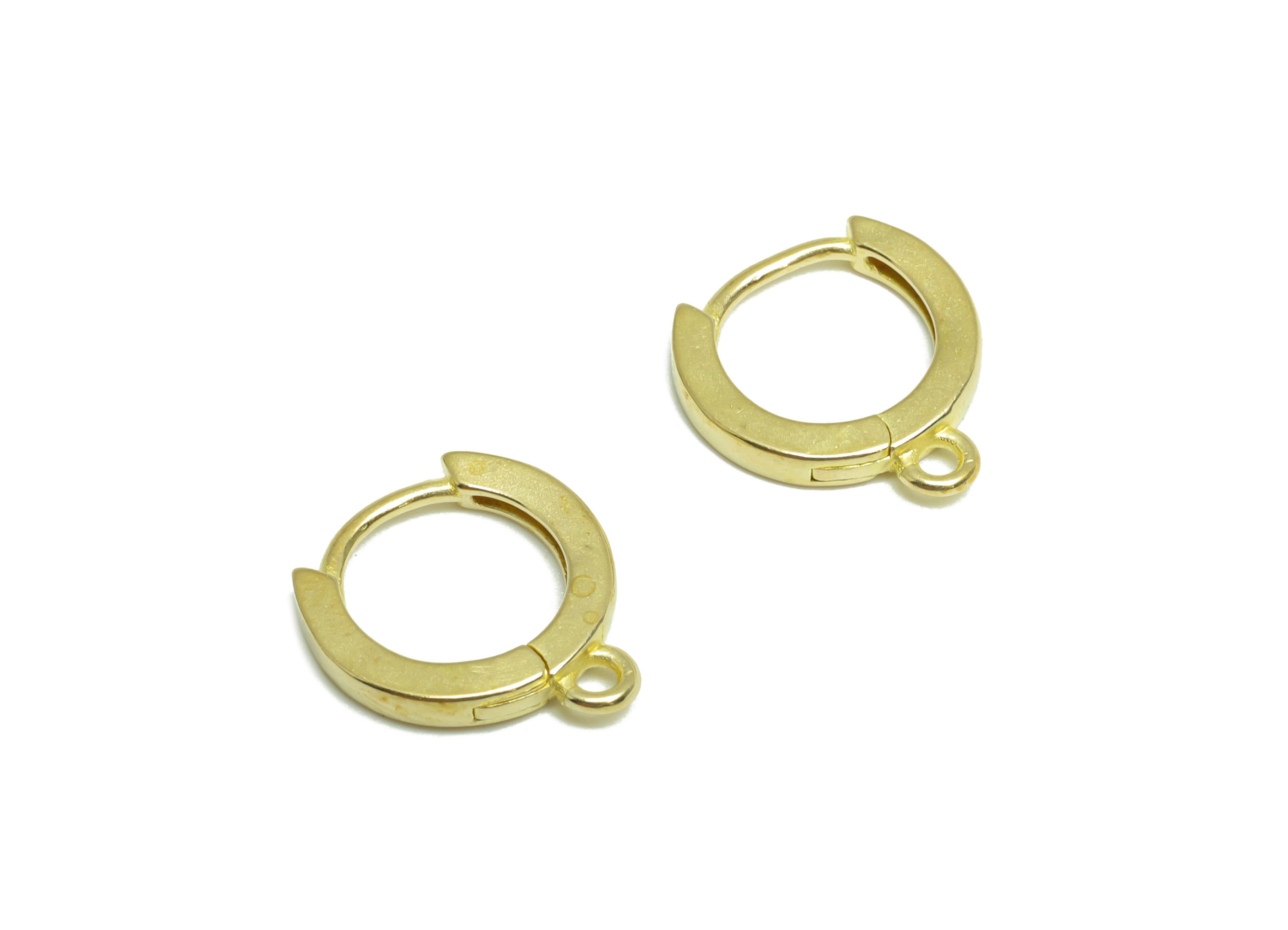 Brass Huggie Hoop Earring - Brass Hoop Round Earring - Brass Huggie Earring - Huggie Earring Hoop With Loop - 13x12x1.94mm - PP9902 - DOMEDBAZAAR