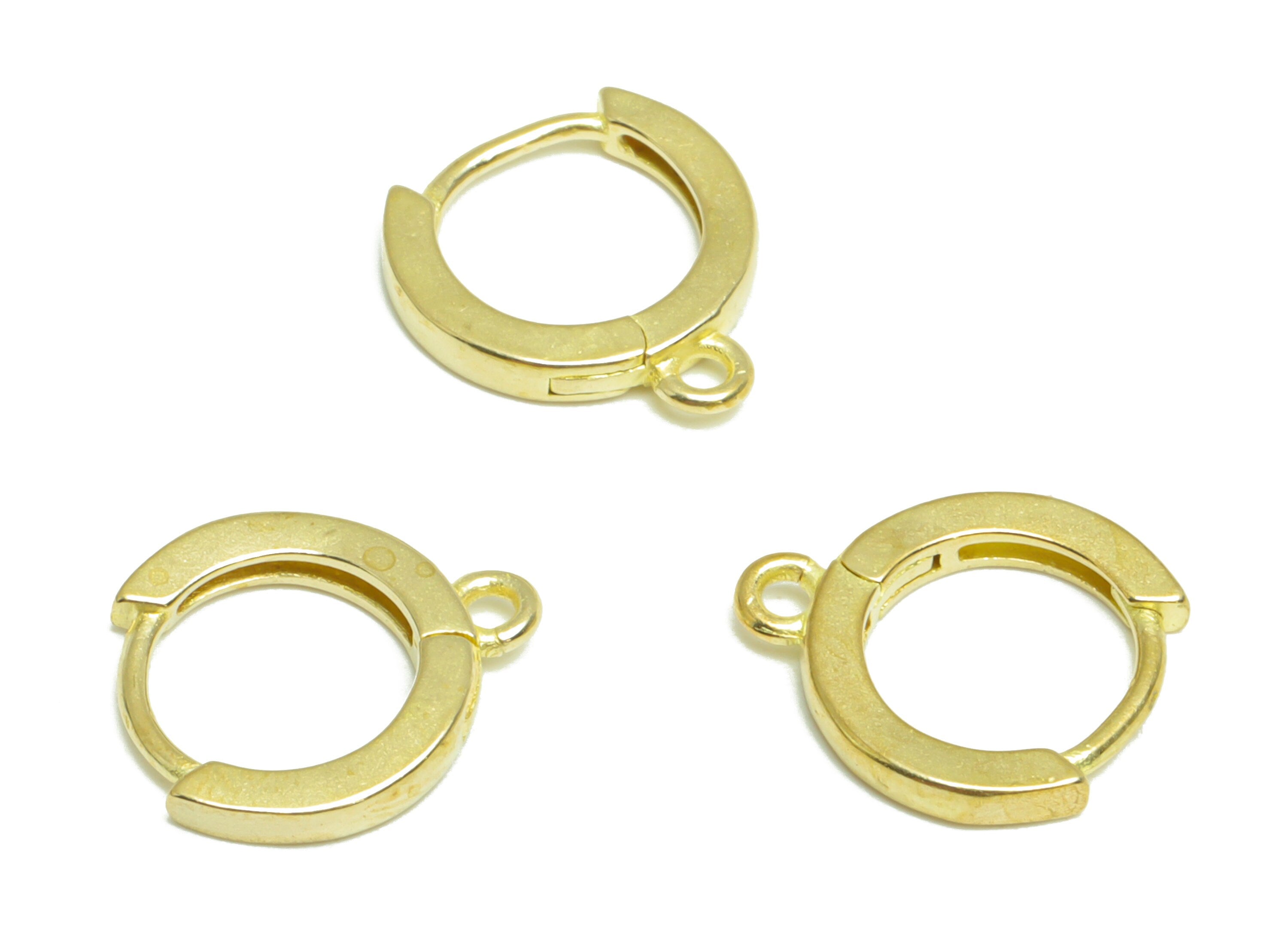 Brass Huggie Hoop Earring - Brass Hoop Round Earring - Brass Huggie Earring - Huggie Earring Hoop With Loop - 13x12x1.94mm - PP9902 - DOMEDBAZAAR