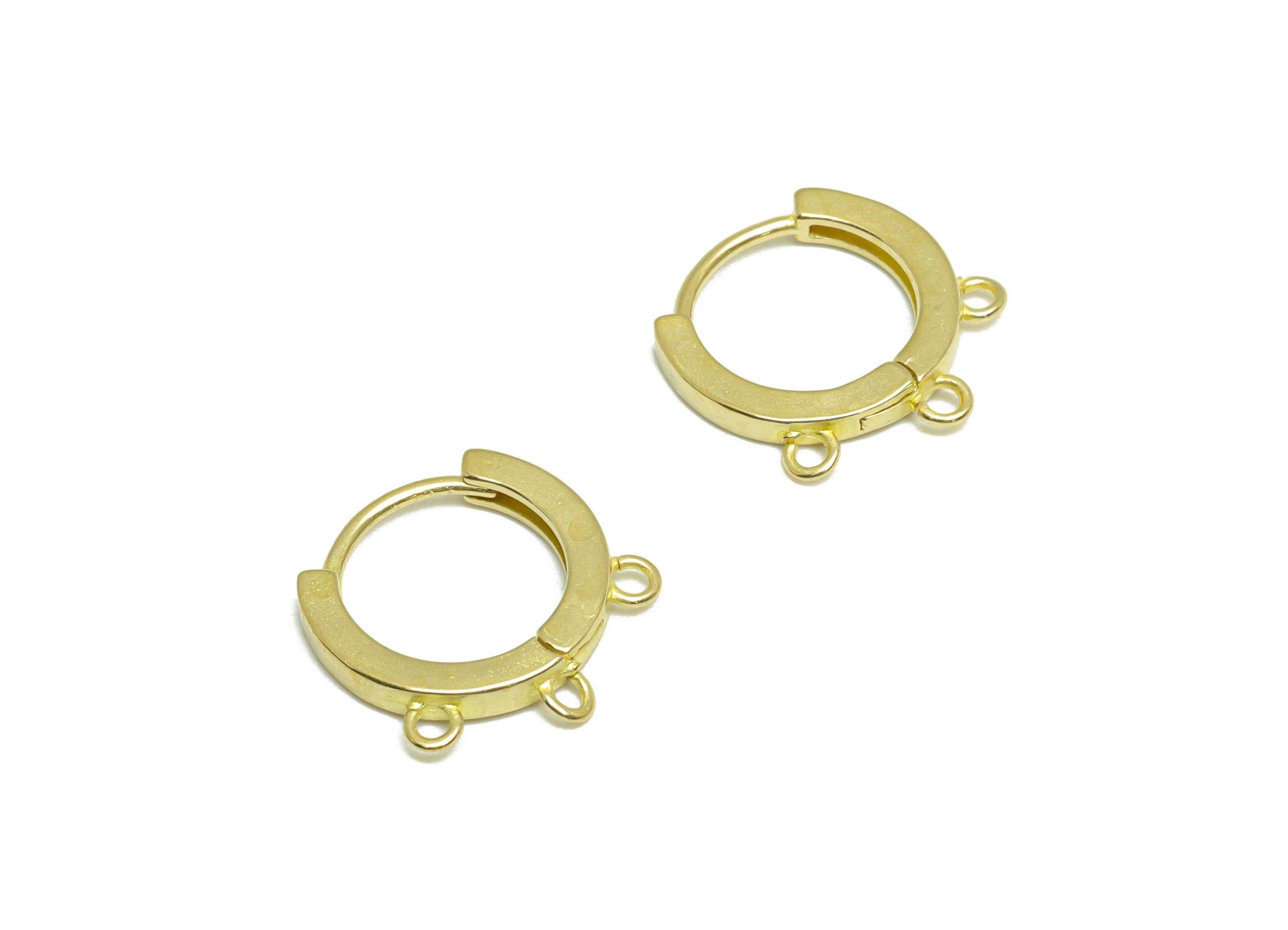 Brass Huggie Hoop Earring - Brass Hoop Round Earring - Huggie Earring With 3 loop - Earring With Loop For Tassel - 14.9x14.3x2.1mm - PP9903 - DOMEDBAZAAR