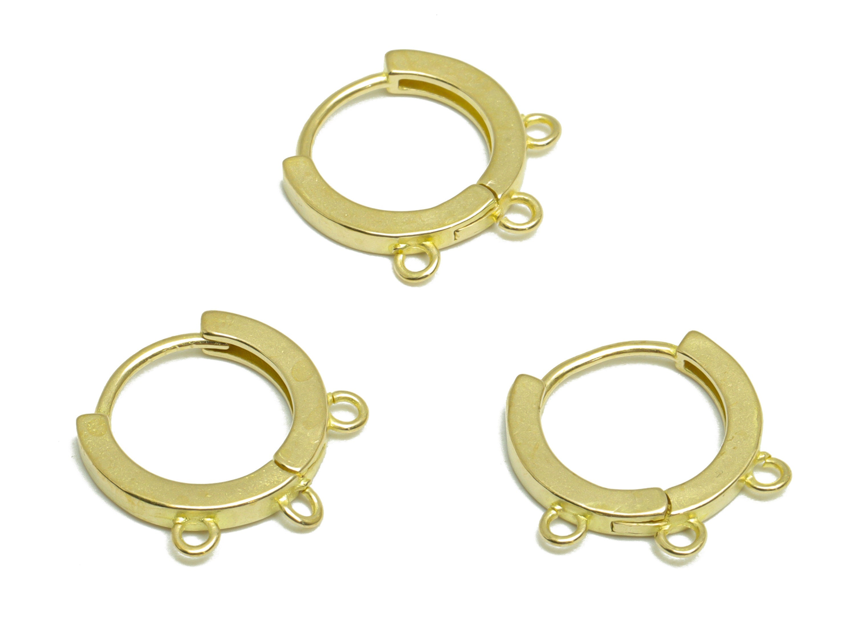 Brass Huggie Hoop Earring - Brass Hoop Round Earring - Huggie Earring With 3 loop - Earring With Loop For Tassel - 14.9x14.3x2.1mm - PP9903 - DOMEDBAZAAR