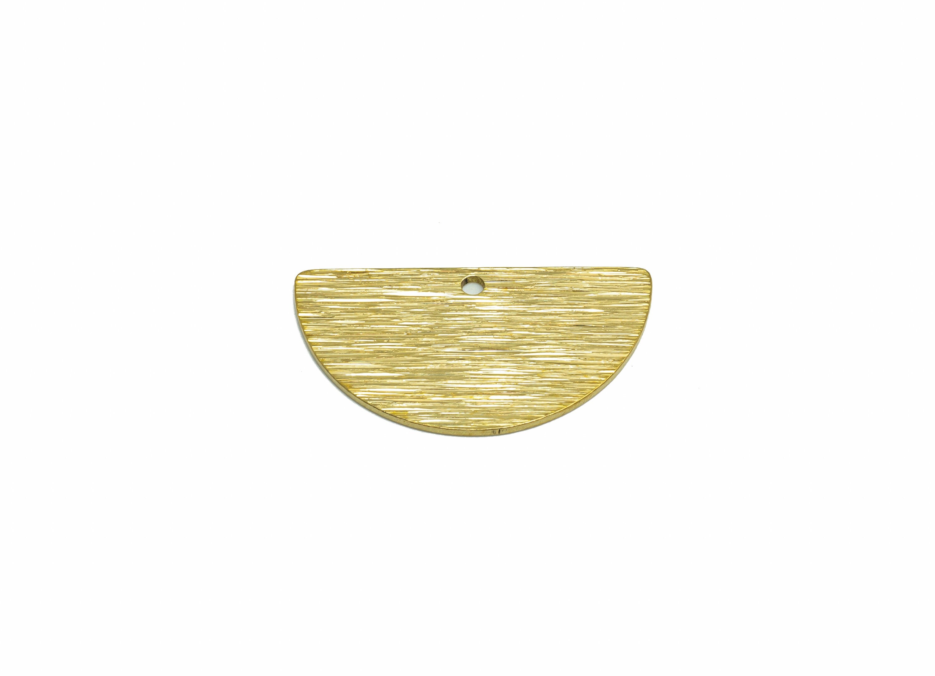 Brass Half Moon Earring Charms - Raw Brass Textured Semi Circle Pendant - Earring Findings - Jewelry Making - 24x13x0.8mm - PP9894 - DOMEDBAZAAR
