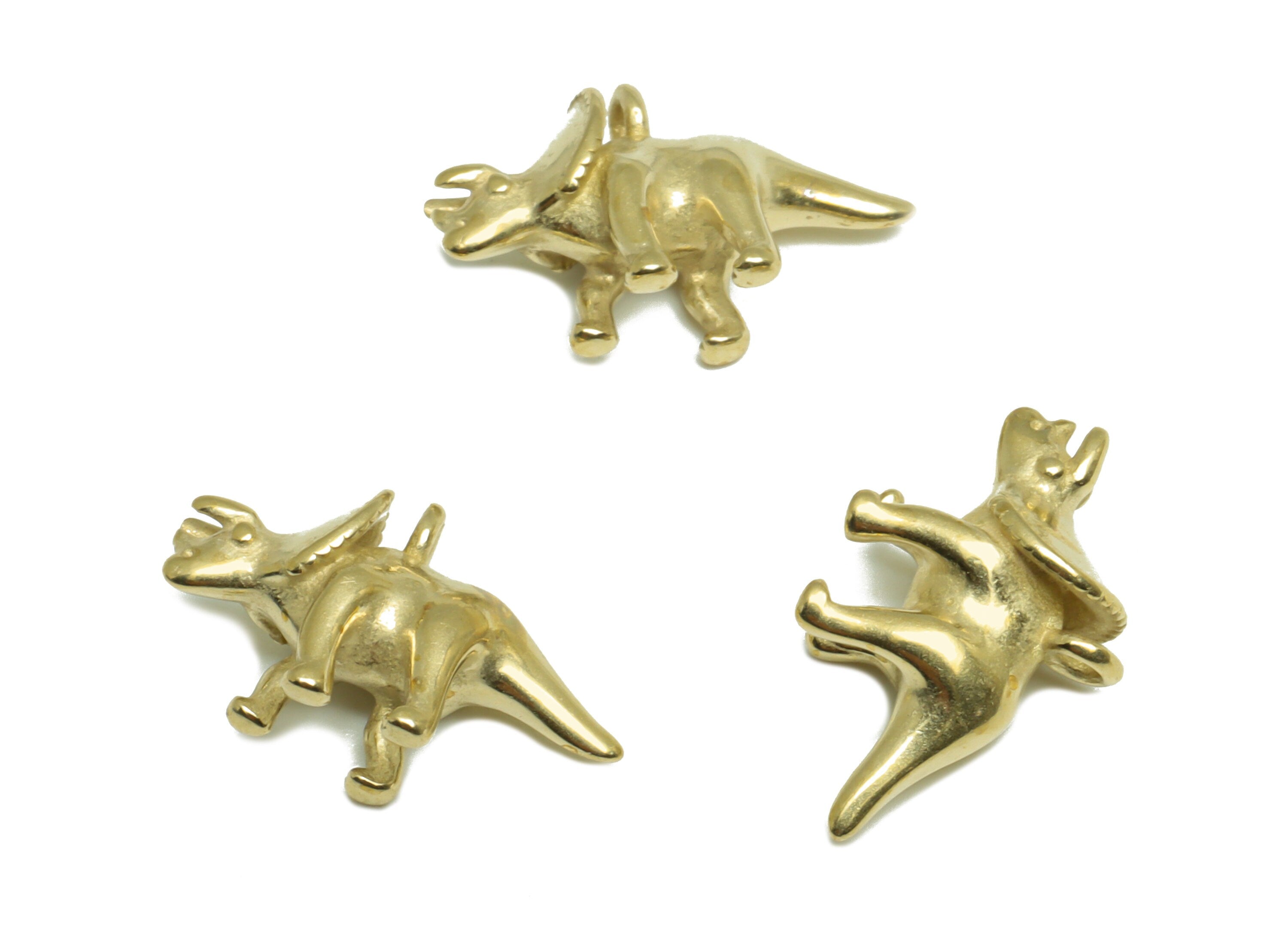 Brass Rhino Earring Charms - Raw Brass Animal Pendant - Brass Dinosaur Figure Pendant With Loop - Jewelry Making - 16.6x10.5x5.7mm - PP9914 - DOMEDBAZAAR