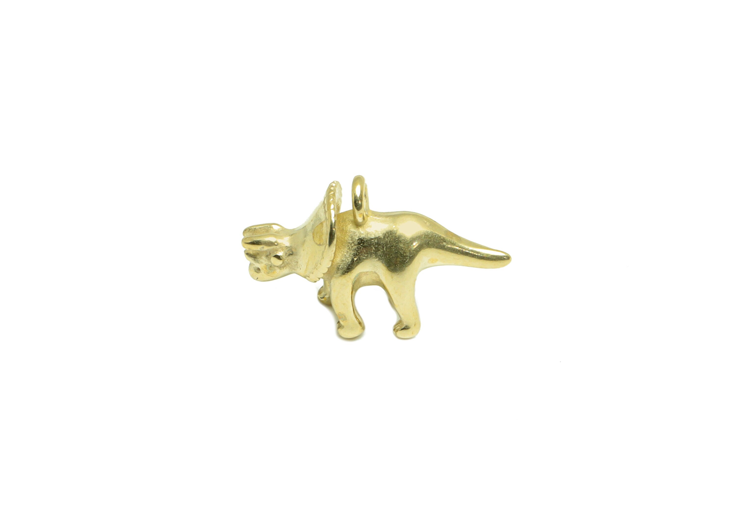 Brass Rhino Earring Charms - Raw Brass Animal Pendant - Brass Dinosaur Figure Pendant With Loop - Jewelry Making - 16.6x10.5x5.7mm - PP9914 - DOMEDBAZAAR