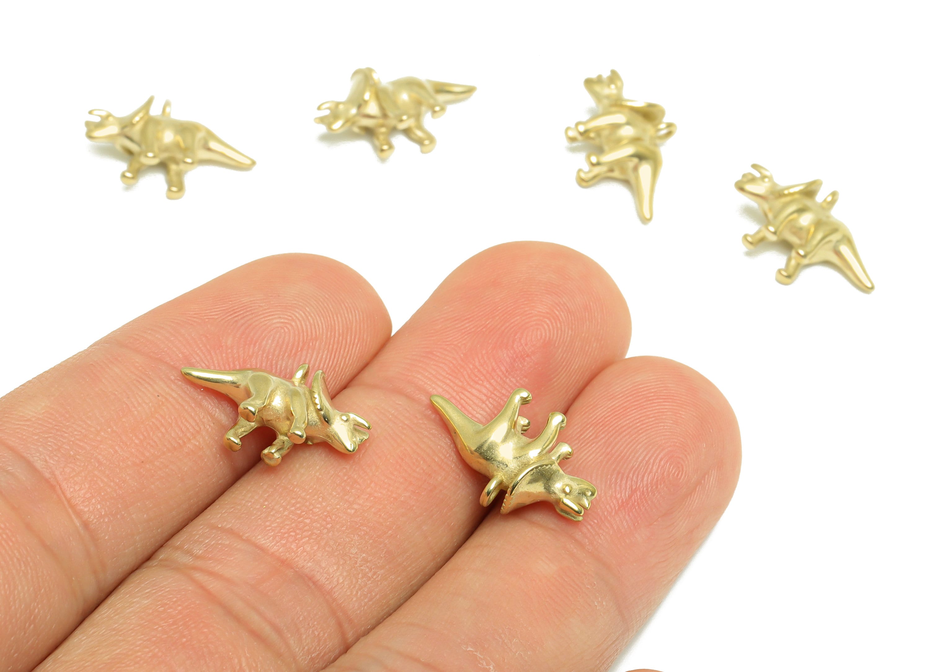 Brass Rhino Earring Charms - Raw Brass Animal Pendant - Brass Dinosaur Figure Pendant With Loop - Jewelry Making - 16.6x10.5x5.7mm - PP9914 - DOMEDBAZAAR