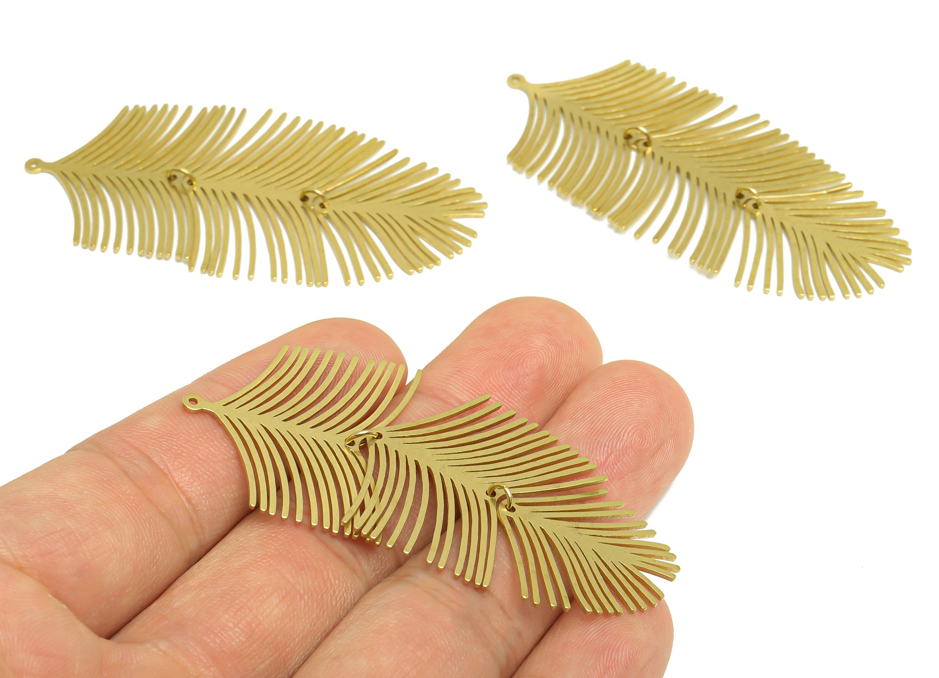 Brass Leaf Earring Charms - Raw Brass Hang Leaf Dangle Earring Charm - Brass Handmade Earring Charm - Jewelry Making - 63x29.8x1mm - PP9910 - DOMEDBAZAAR