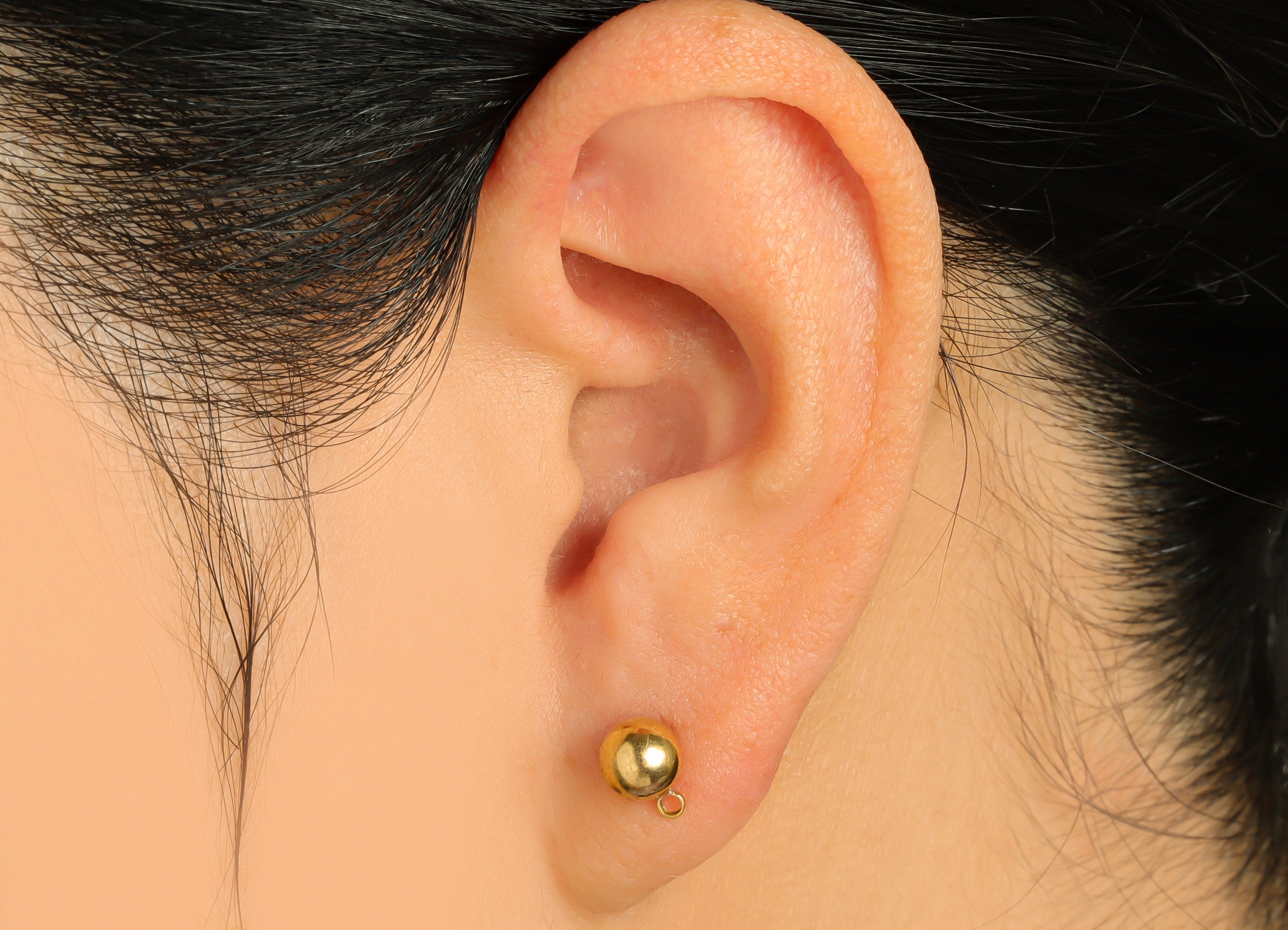6mm Ball Stud Earring With Loop - Brass Ball Pad Stud - Brass Bead Earring Post- Raw Brass Ball Earring Loop - Jewelry Supplies - PP9622 - DOMEDBAZAAR