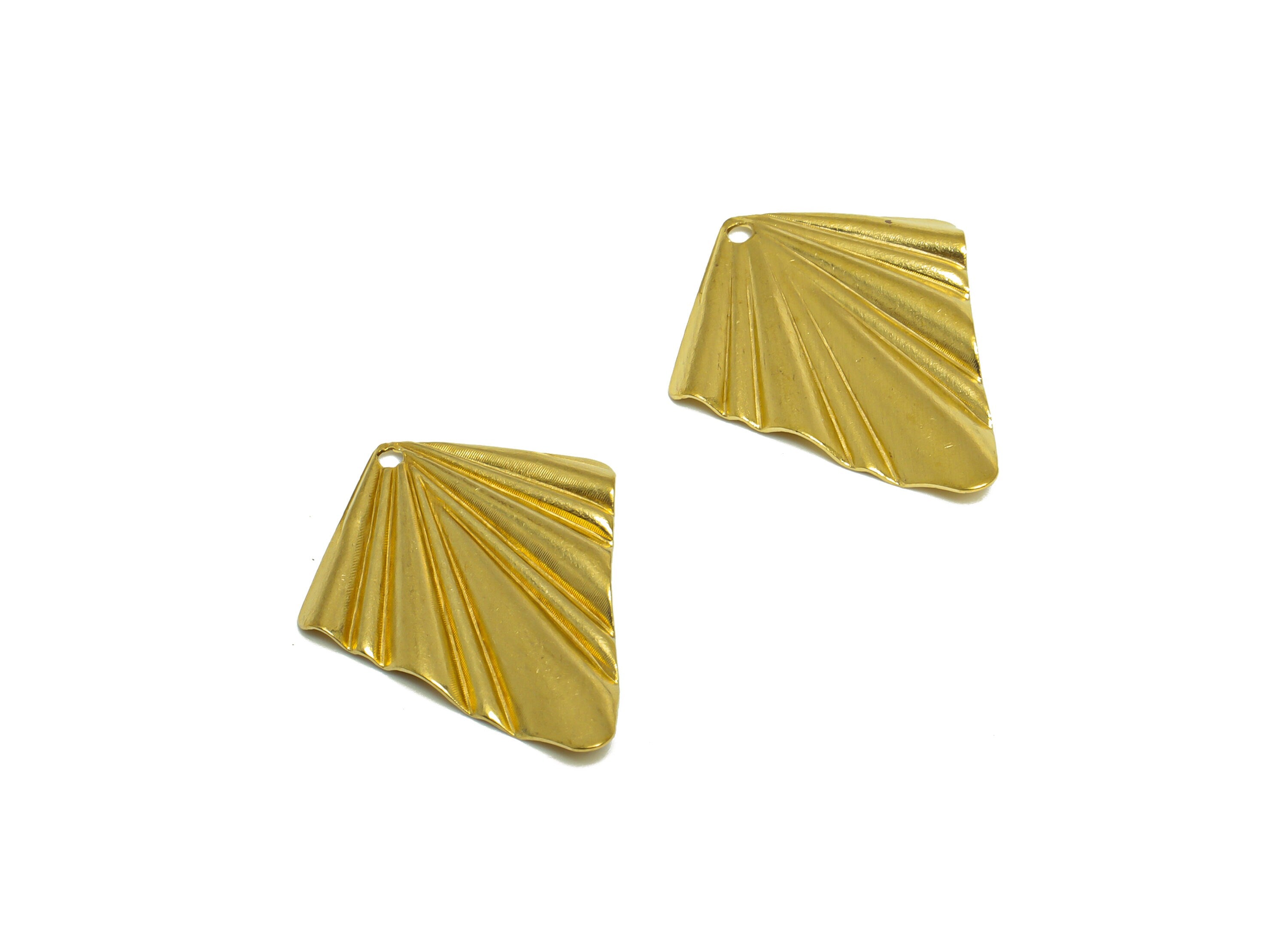 Brass Rhombic Earring Charm - Raw Brass Wavy Diamond Earring Charm - Brass Wavy Pendant - Geometry Charm - 25x20x1.52mm - PP10236 - DOMEDBAZAAR