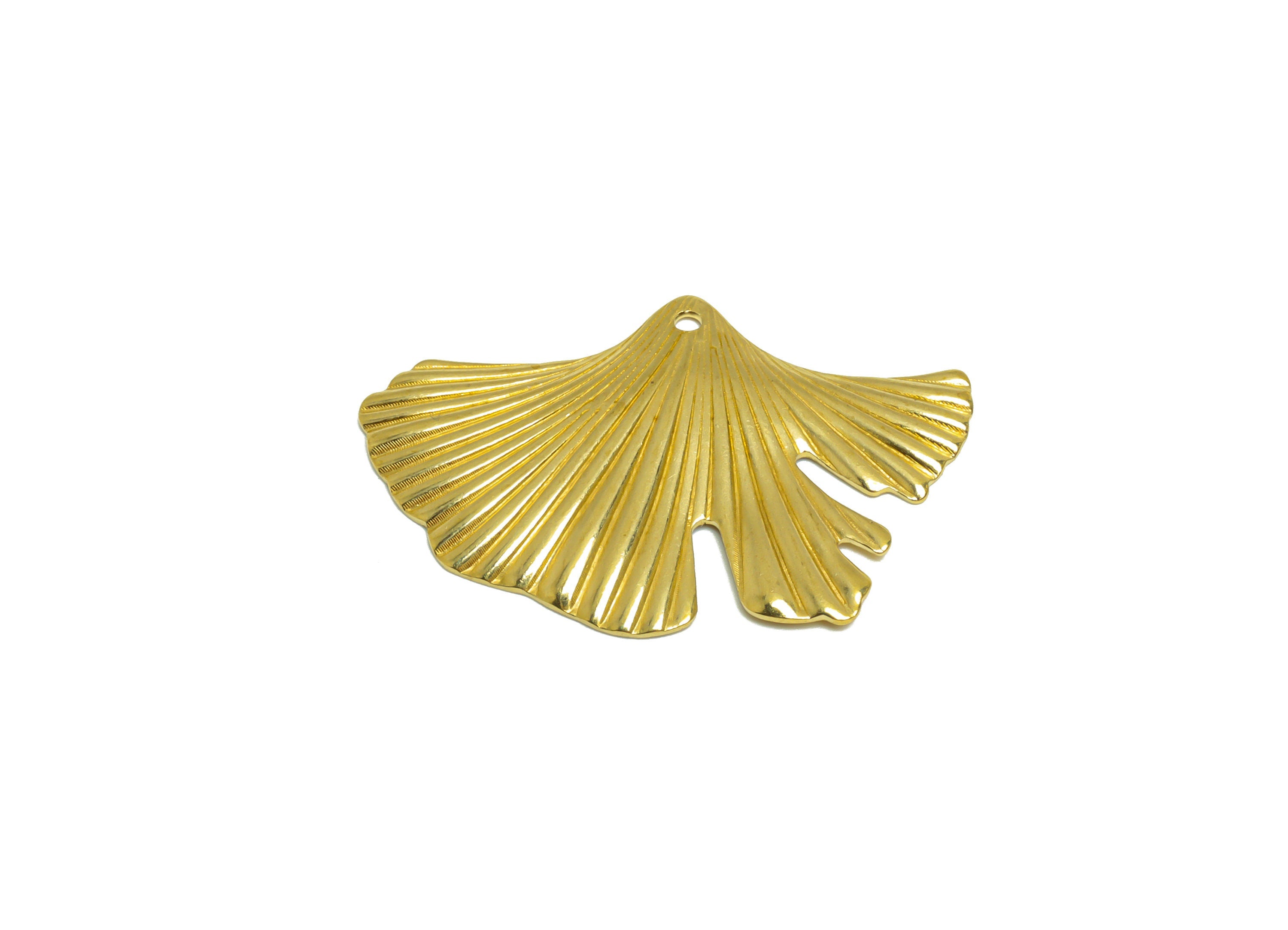Brass Ginkgo Leaf Earring Charm - Raw Brass Textured Leaf Earring Charm - Brass Botanical Pendant - Lotus Leaf Charm - 21x16x2.2mm - PP10300 - DOMEDBAZAAR