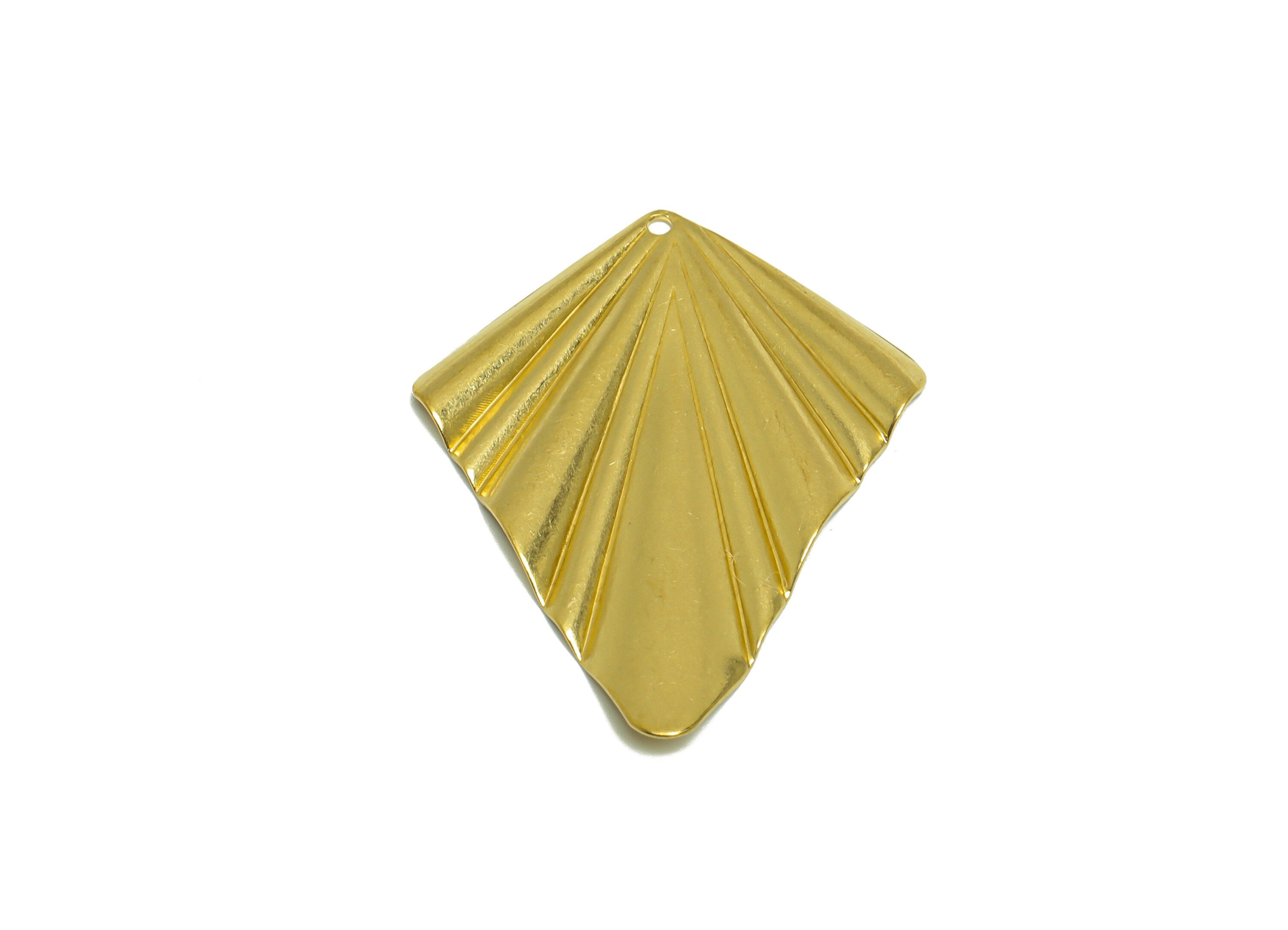 Brass Rhombic Earring Charm - Raw Brass Wavy Diamond Earring Charm - Brass Wavy Pendant - Geometry Charm - 38x31x1.6mm- PP10256 - DOMEDBAZAAR