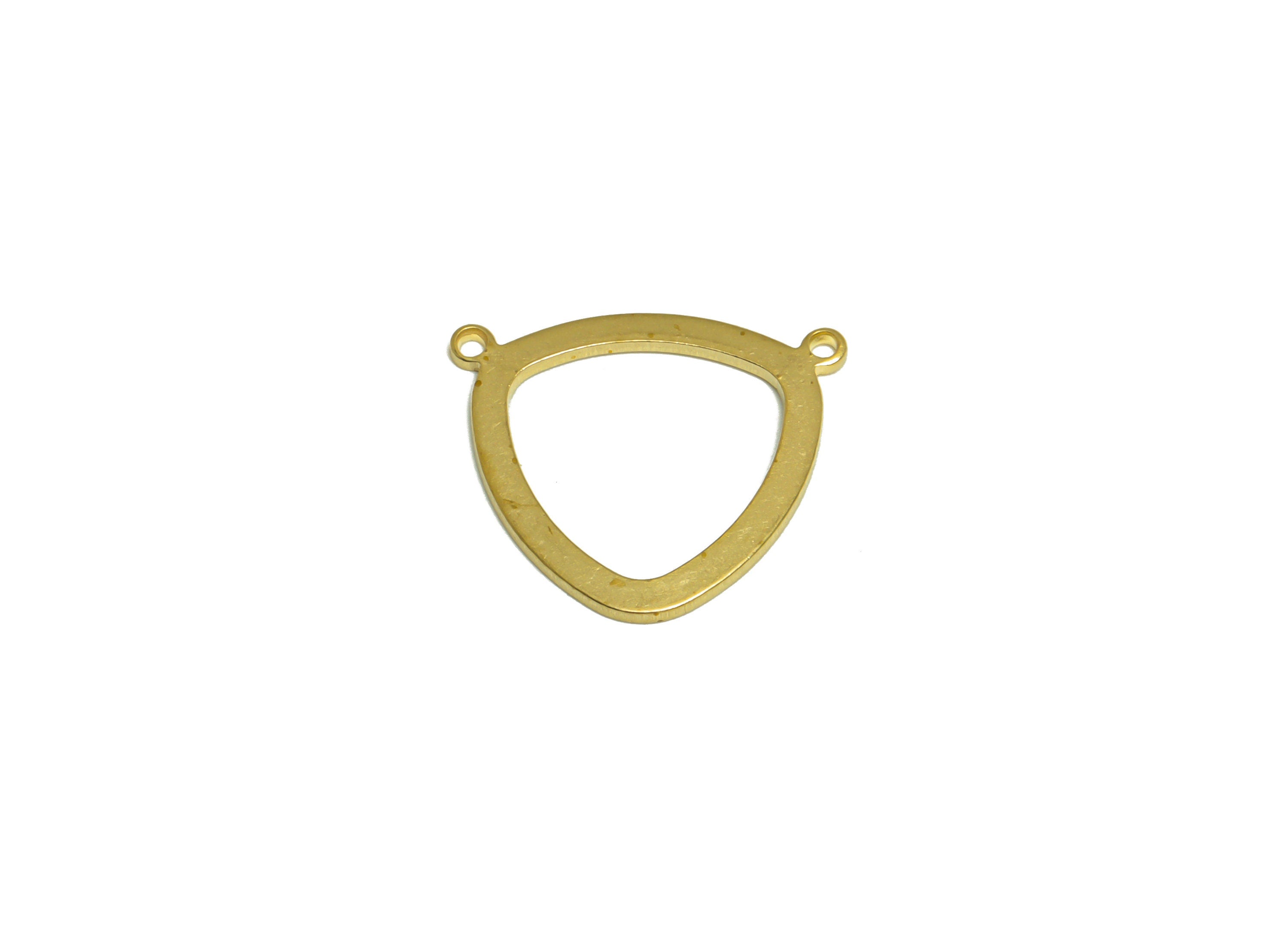 Brass Triangle Earring Charm - Raw Brass Oval Triangle Earring Charm - Brass Geometry Pendant - For Necklace - 18.7x16.5x1.1mm - PP10191 - DOMEDBAZAAR