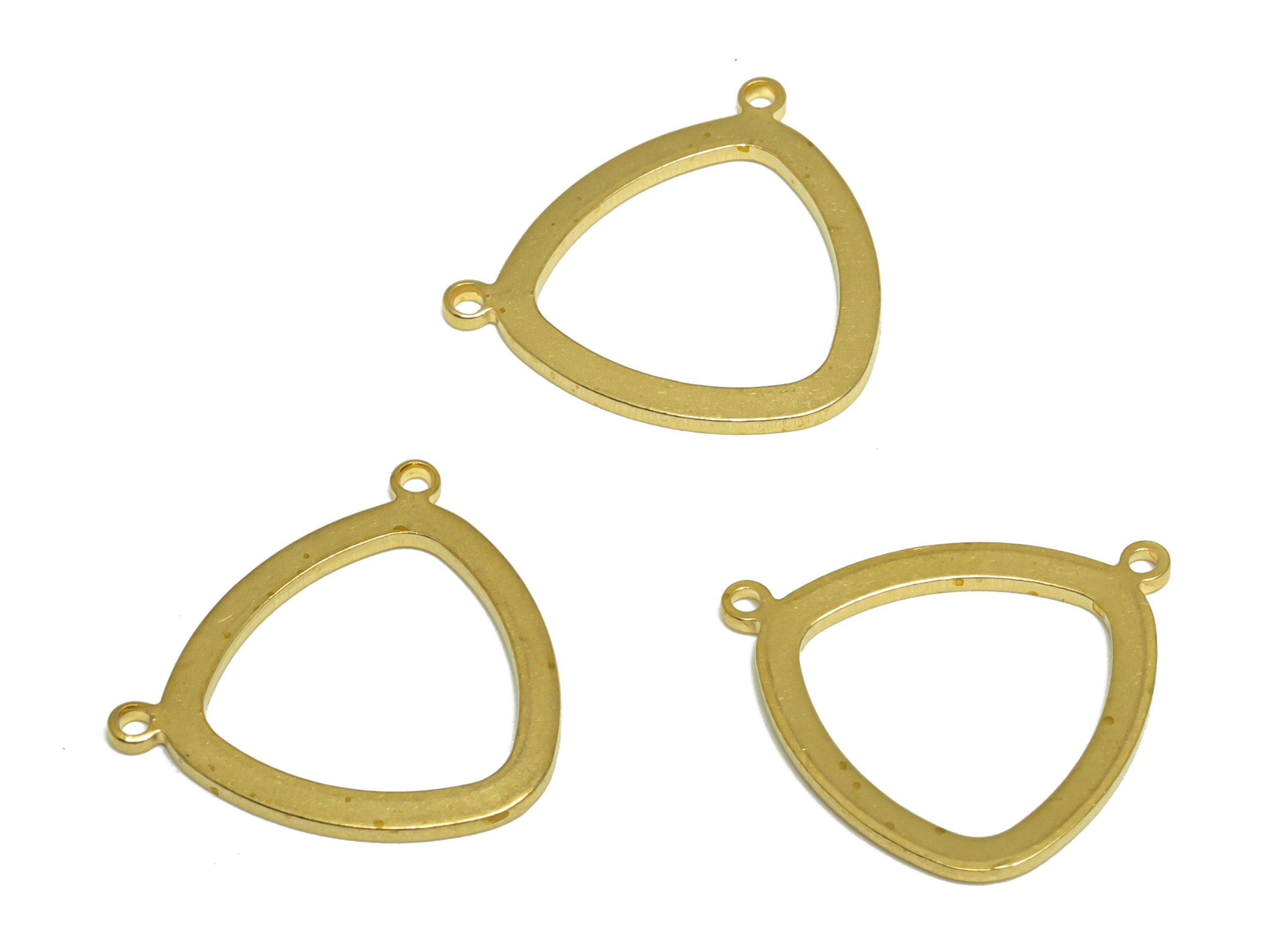 Brass Triangle Earring Charm - Raw Brass Oval Triangle Earring Charm - Brass Geometry Pendant - For Necklace - 18.7x16.5x1.1mm - PP10191 - DOMEDBAZAAR