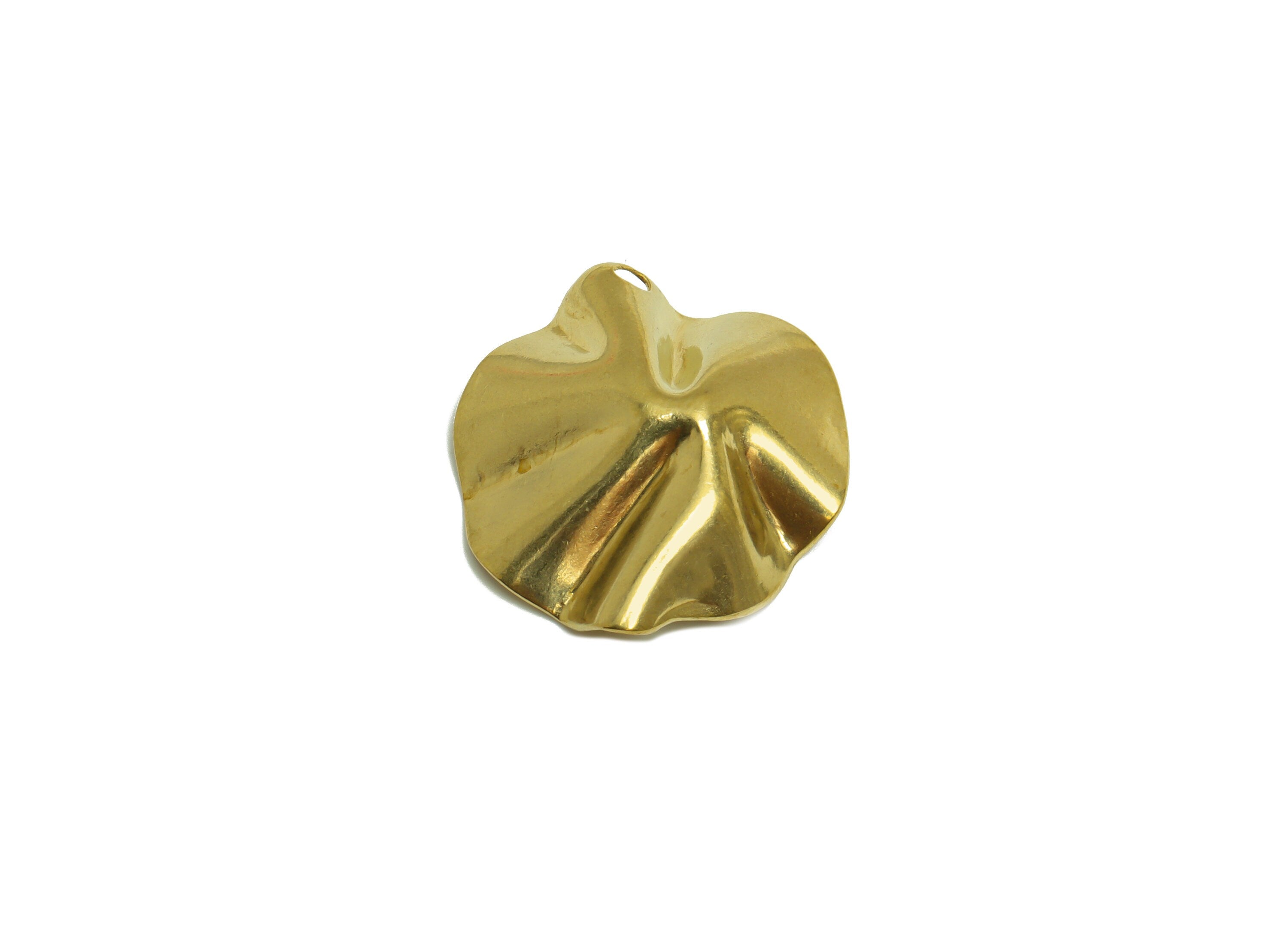 Brass Wavy Round Earring Charm - Raw Brass Sunken Circle Earring Charm - Irregular Geometry Pendant - For Necklace - 23x22x5mm - PP10199 - DOMEDBAZAAR