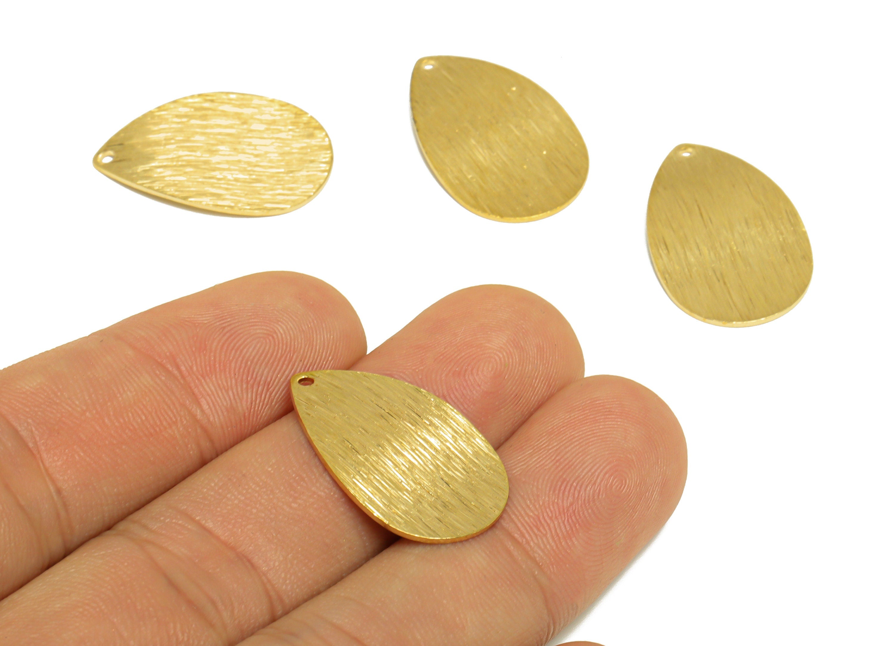 Brass Drop Earring Charm - Raw Brass Textured Teardrop Earring Charm - Brass Bent Drop Pendant - Earring Finding - 25x16.1 x0.9mm - PP10269 - DOMEDBAZAAR