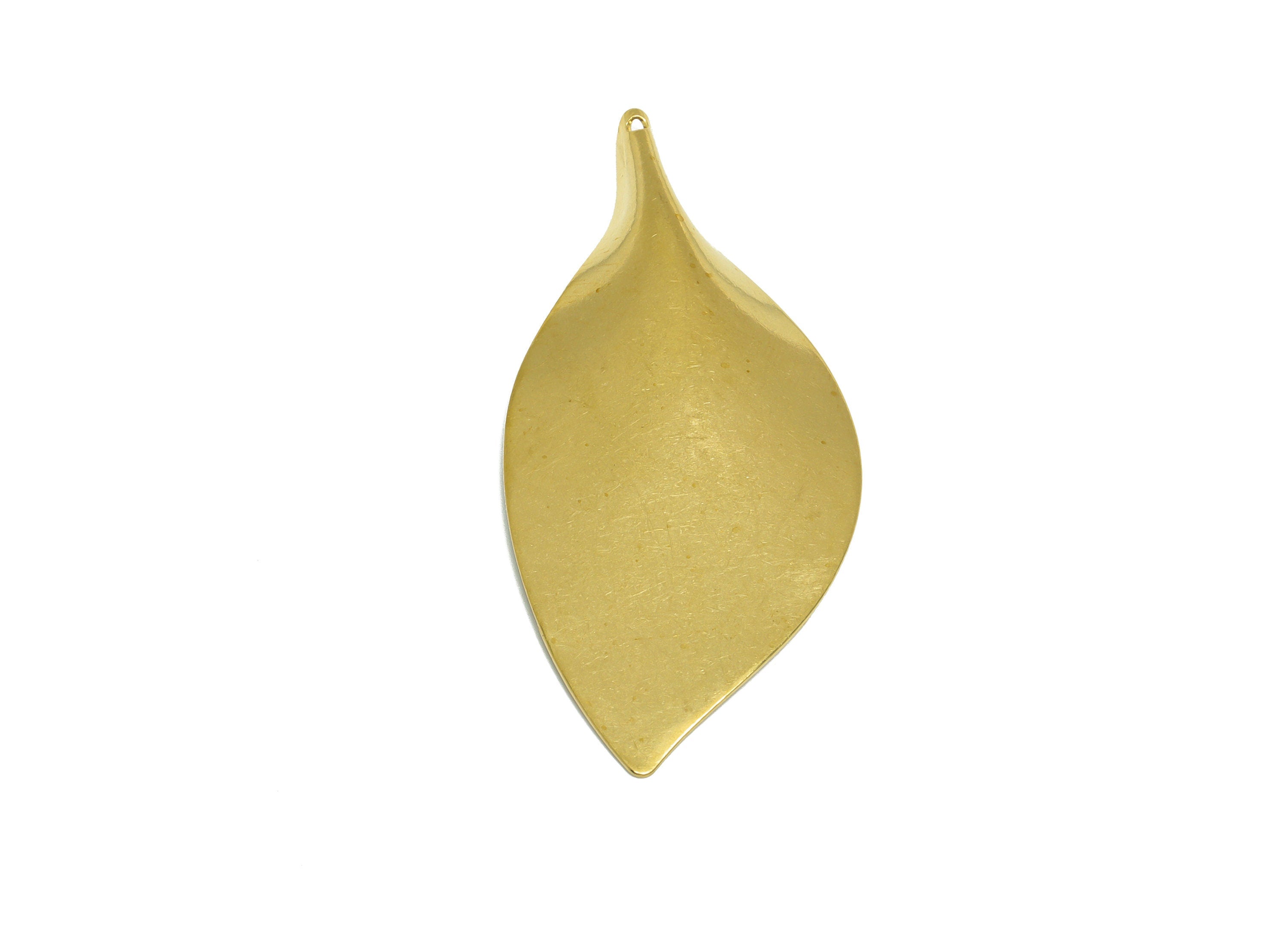 Brass Leaf Earring Charm - Raw Brass Gold Leaf Earring Charm - Brass Botanical Pendant - Brass Leaf Charms - 56x26x3.9mm - PP10257 - DOMEDBAZAAR