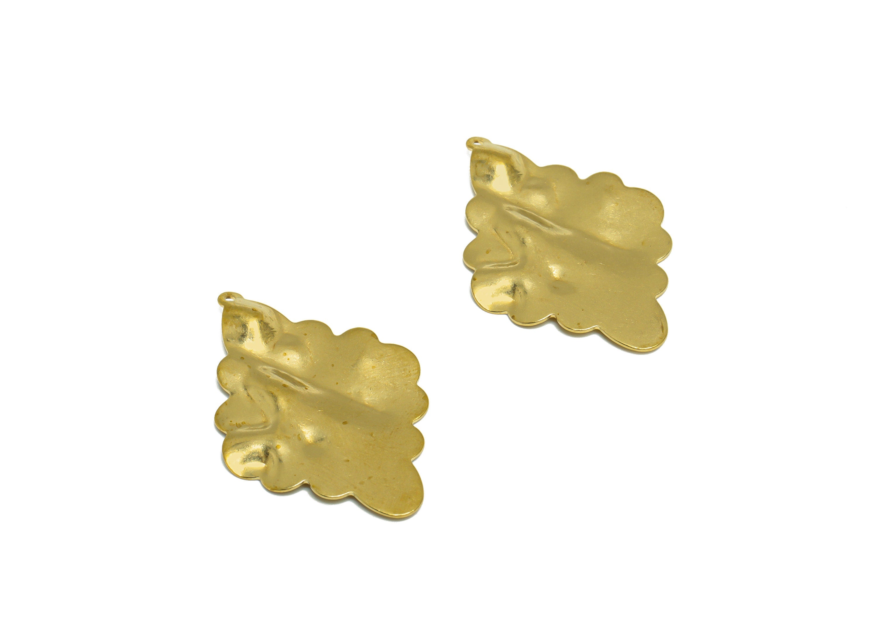 Hammered Diamond Earring Charm - Raw Brass Rhombic Earring Charm - Brass Lace Rhombic Pendant - Earring Finding - 32x22x1.96mm - PP10195 - DOMEDBAZAAR