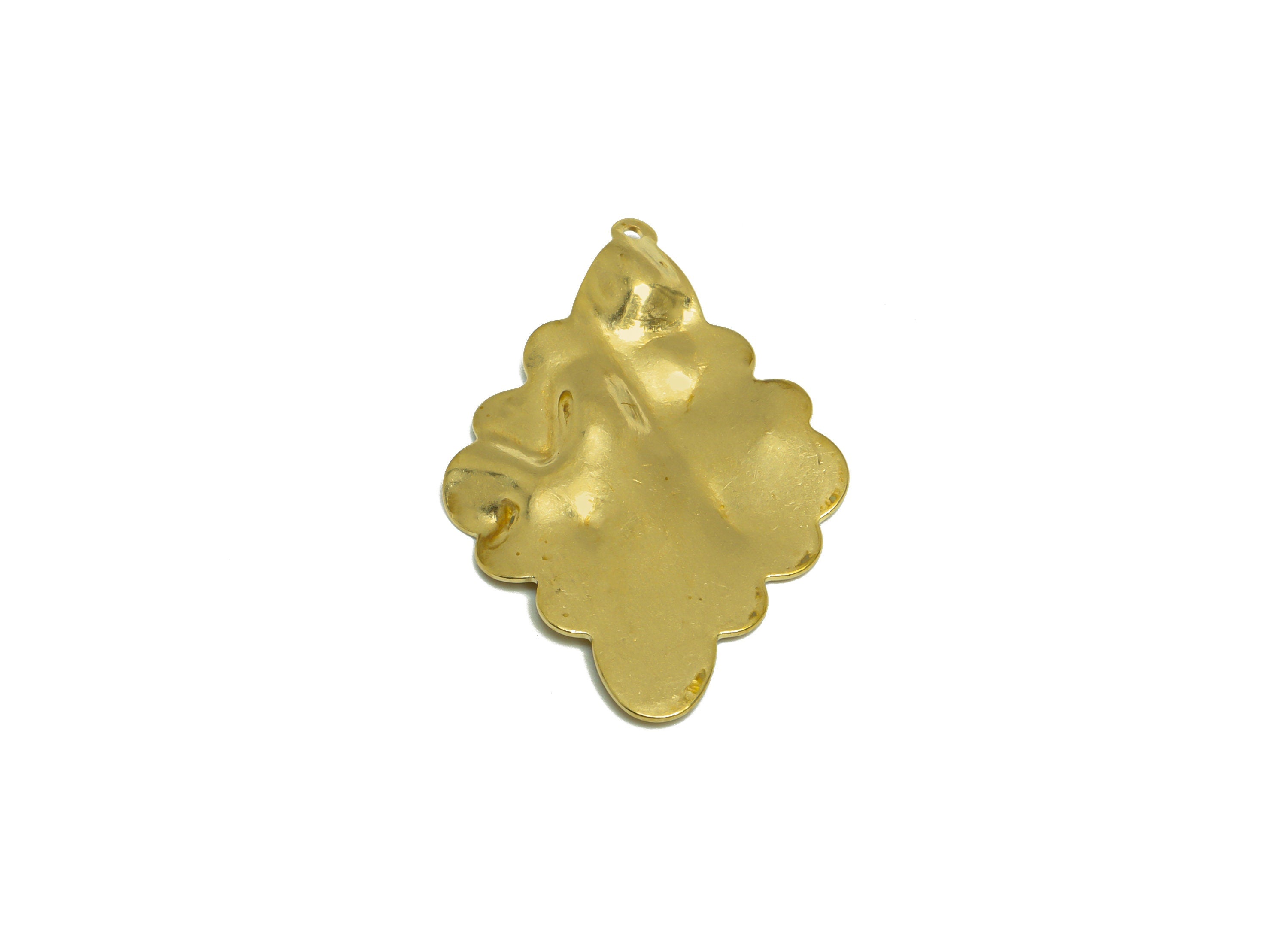 Hammered Diamond Earring Charm - Raw Brass Rhombic Earring Charm - Brass Lace Rhombic Pendant - Earring Finding - 32x22x1.96mm - PP10195 - DOMEDBAZAAR