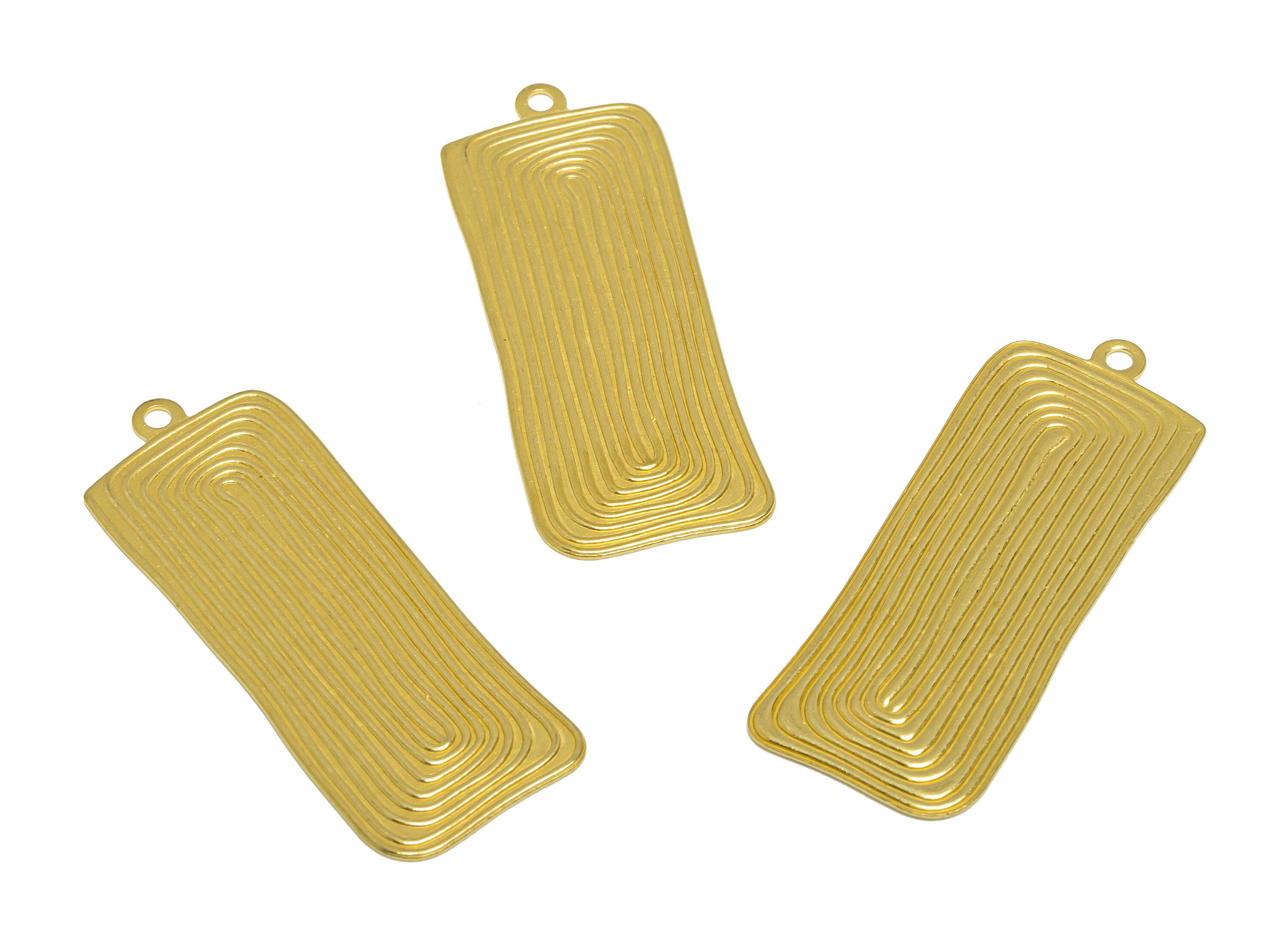 Brass Rectangle Earring Charm - Raw Brass Link Rectangle Earring Charm - Brass Rectangle Pendant - Earring Finding - 45x16.7x0.7mm - PP10285 - DOMEDBAZAAR