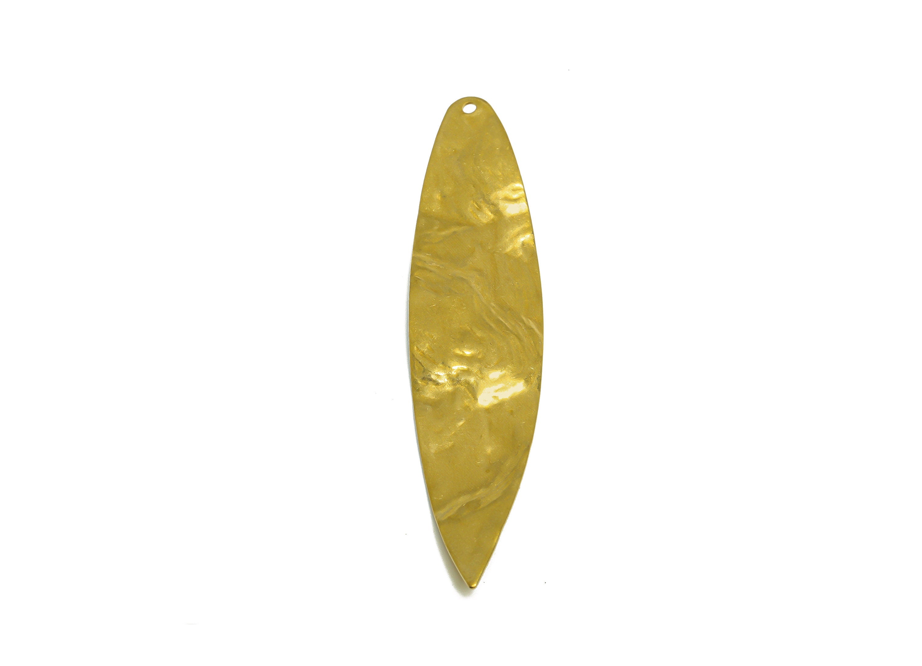 Brass Textured Marquise Earring Charm - Raw Brass Geometry Earring Charm - Brass Hammered Marquise Pendant - 62x14x1.8mm - PP10217 - DOMEDBAZAAR