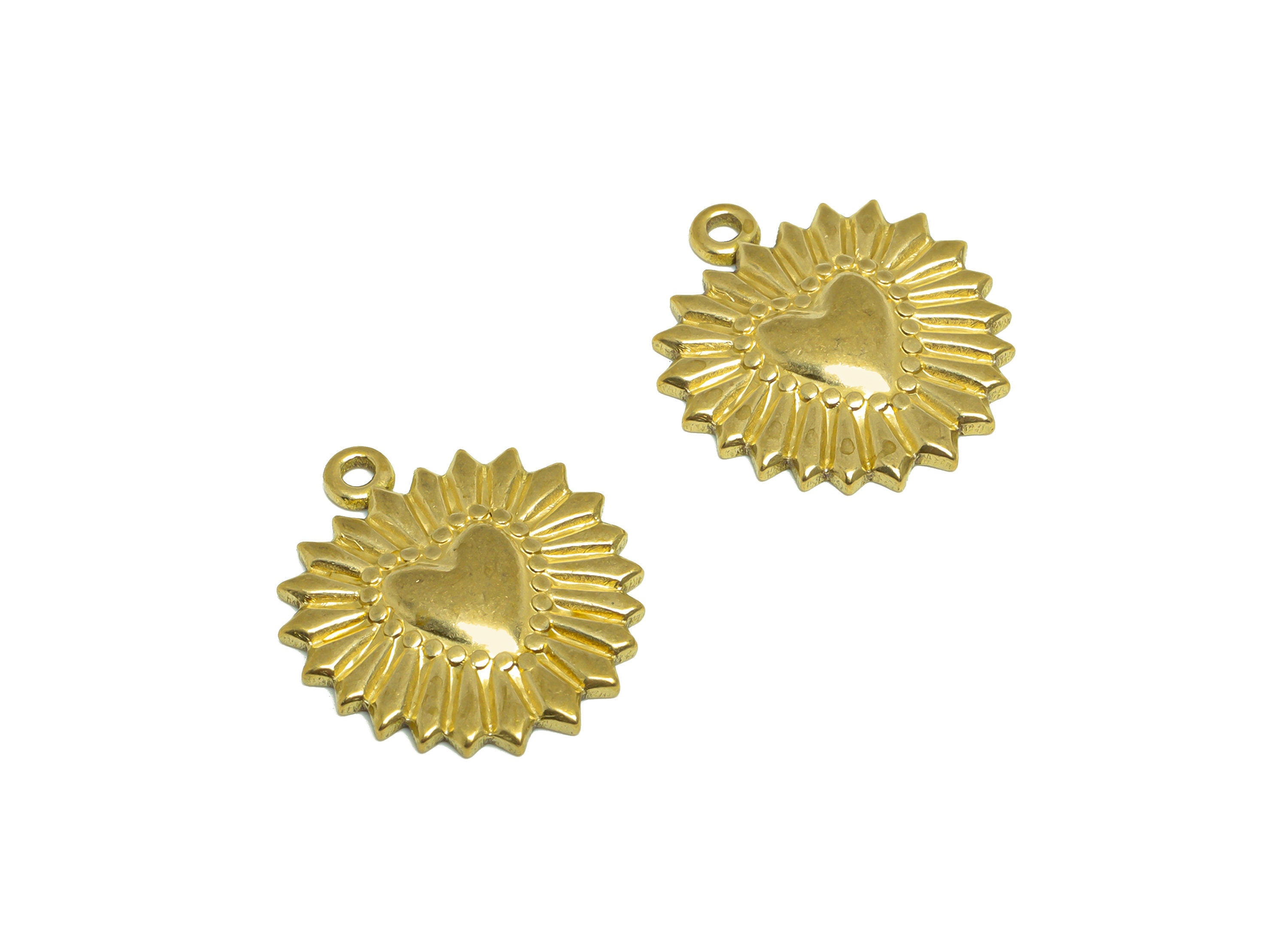 Brass Heart Pendant - Raw Brass Textured Heart Earring Charm - Brass Heart Pendant - For Necklace - Earring Finding - 23x19.8x2mm - PP10183 - DOMEDBAZAAR