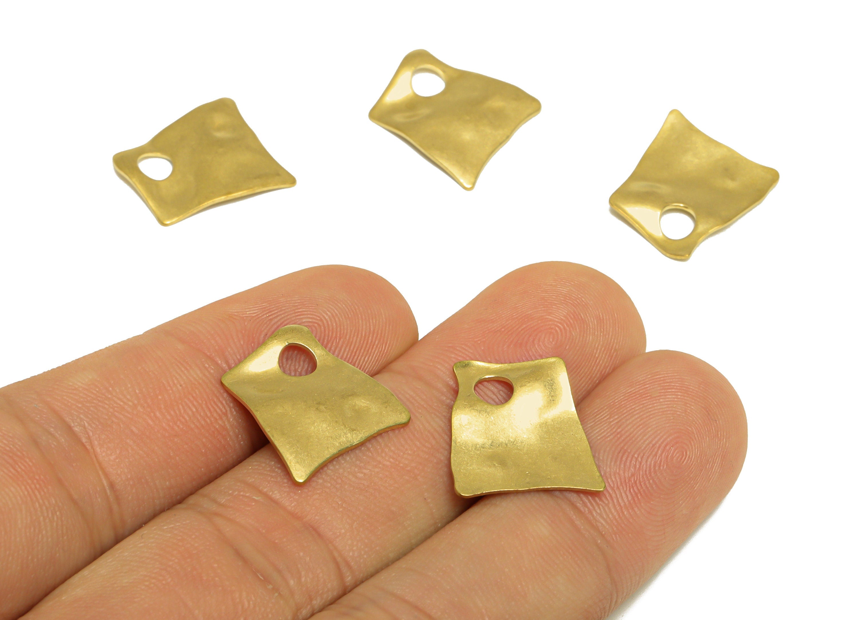 Brass Trapezoid Earring Charm - Raw Brass Wavy Trapezoid Earring Charm - Brass Geometry Earring Charm - Earring Finding - 19x18x1mm -PP10263 - DOMEDBAZAAR