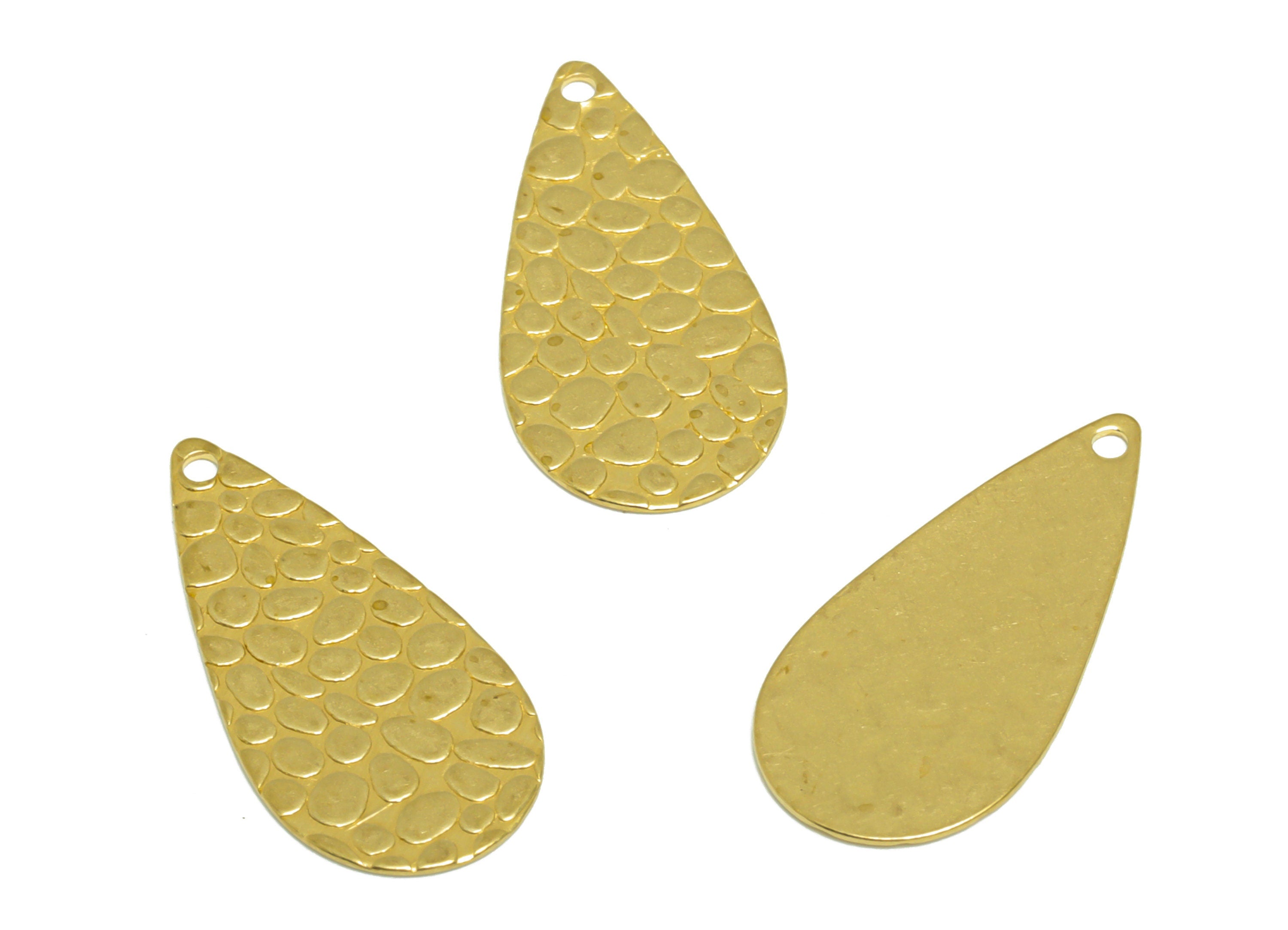 Brass Teardrop Earring Charm - Raw Brass Textured Drop Earring Charm - Brass Geometry Earring Charm - Earring Finding - 23x11x0.5mm -PP10213 - DOMEDBAZAAR