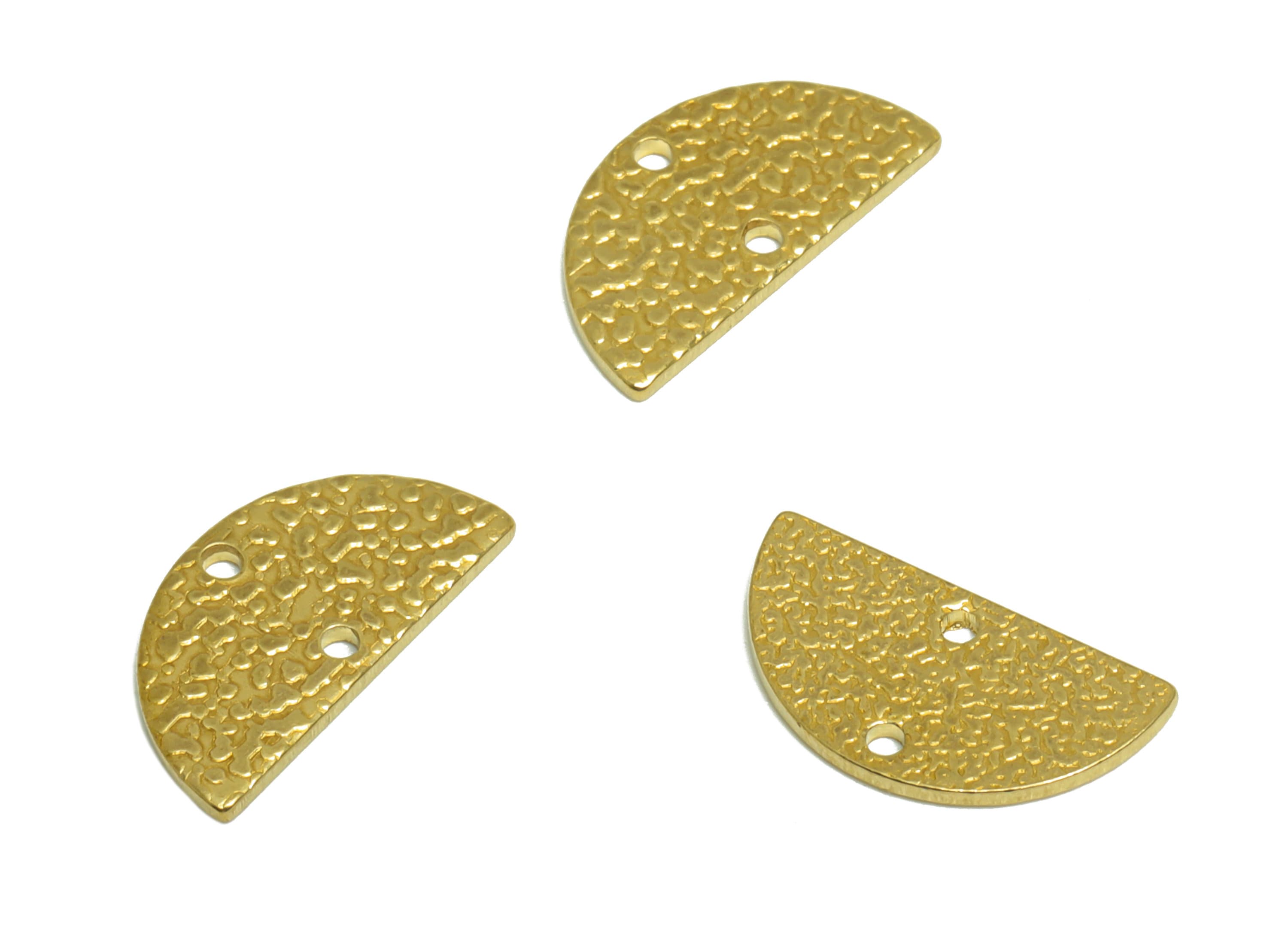 Brass Half Moon Earring Connector - Raw Brass Semi Circle Earring Charm - Textured Mini Earring Charm - Earring Finding - 15x8x1mm -PP10225 - DOMEDBAZAAR