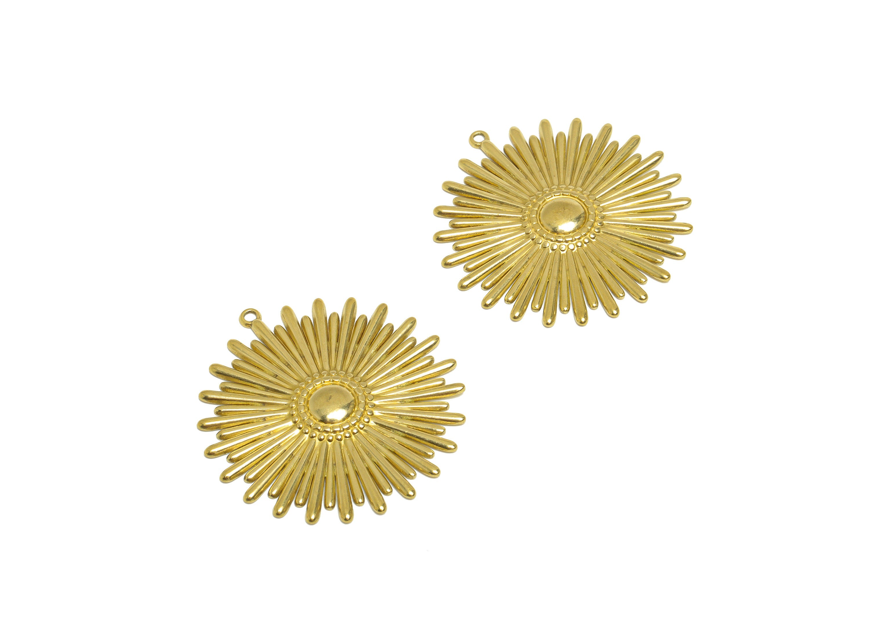 Brass Flower Earring Charm- Raw Brass Textured Flower Earring Charm - Brass Daisy Pendant - Earring Finding - 40x37.8x2.64mm - PP10181 - DOMEDBAZAAR