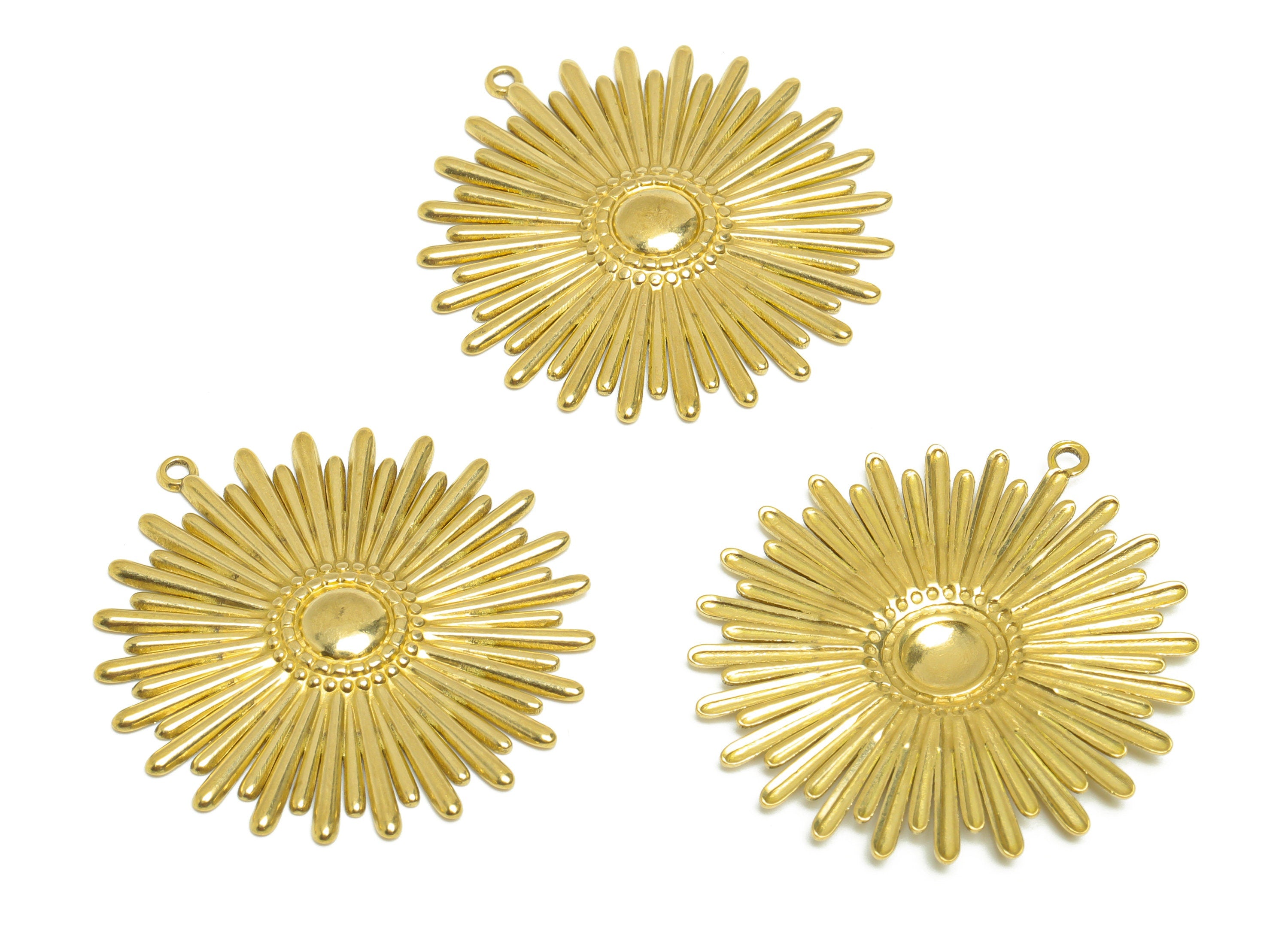 Brass Flower Earring Charm- Raw Brass Textured Flower Earring Charm - Brass Daisy Pendant - Earring Finding - 40x37.8x2.64mm - PP10181 - DOMEDBAZAAR