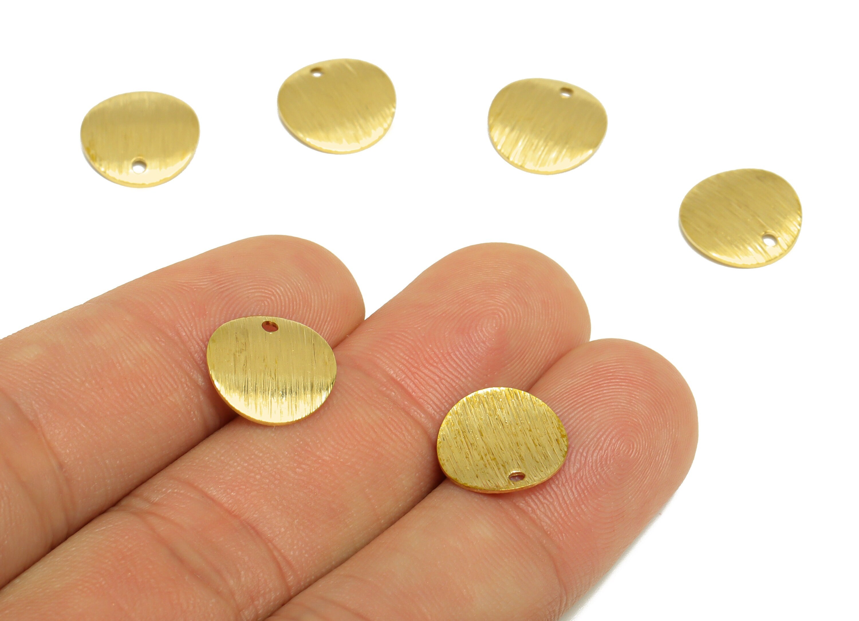 Brass Round Earring Charm - Raw Brass Bent Circle Earring Charm - Brass Textured Circle Earring Charm - Earring Finding - 12x12x1mm -PP10220 - DOMEDBAZAAR