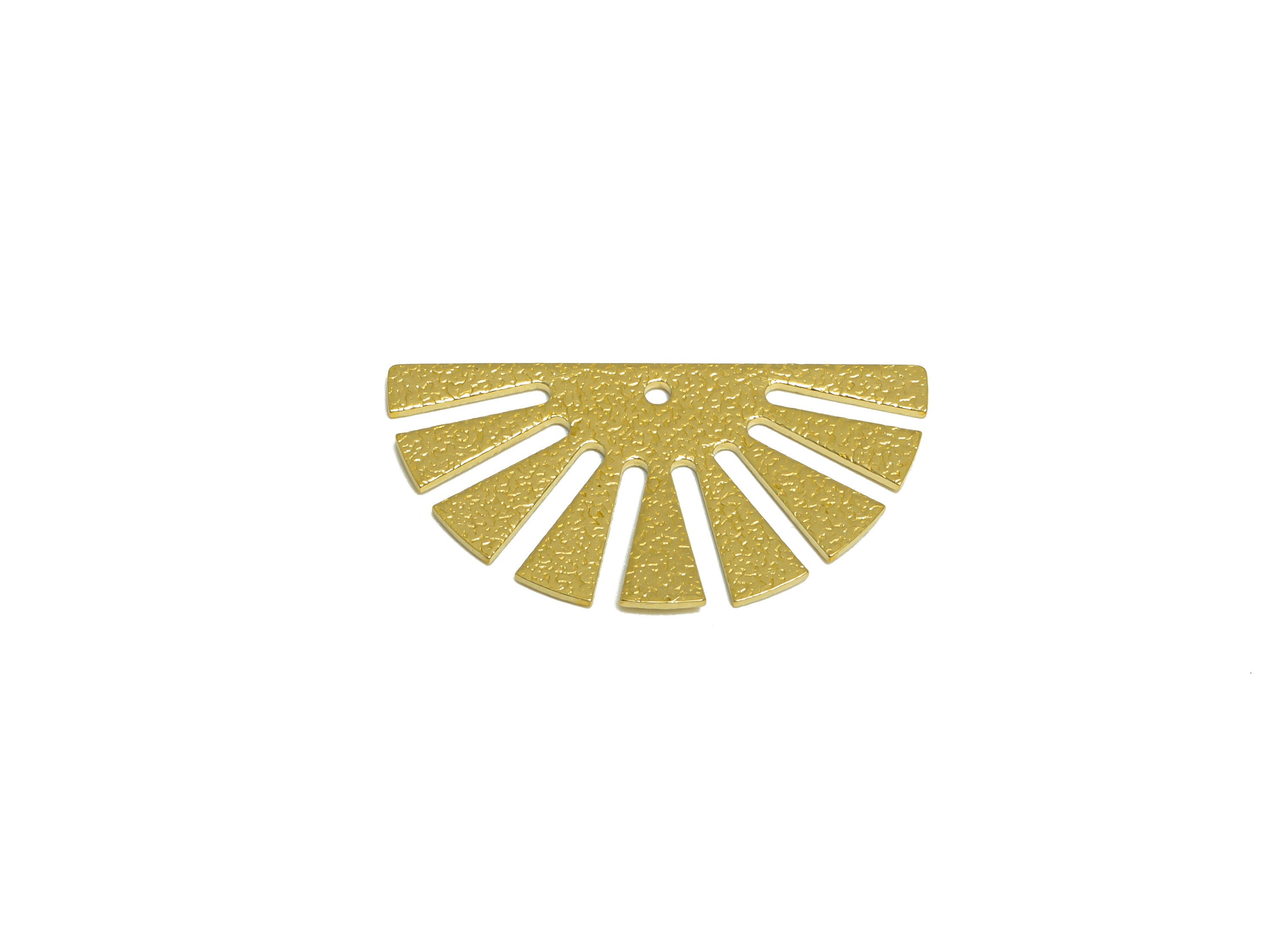 Brass Half Sun Earring Charm - Raw Brass Semi Circle Earring Charm - Brass Textured Sunshine Earring Charm - 30x16.3x0.8mm -PP10230 - DOMEDBAZAAR