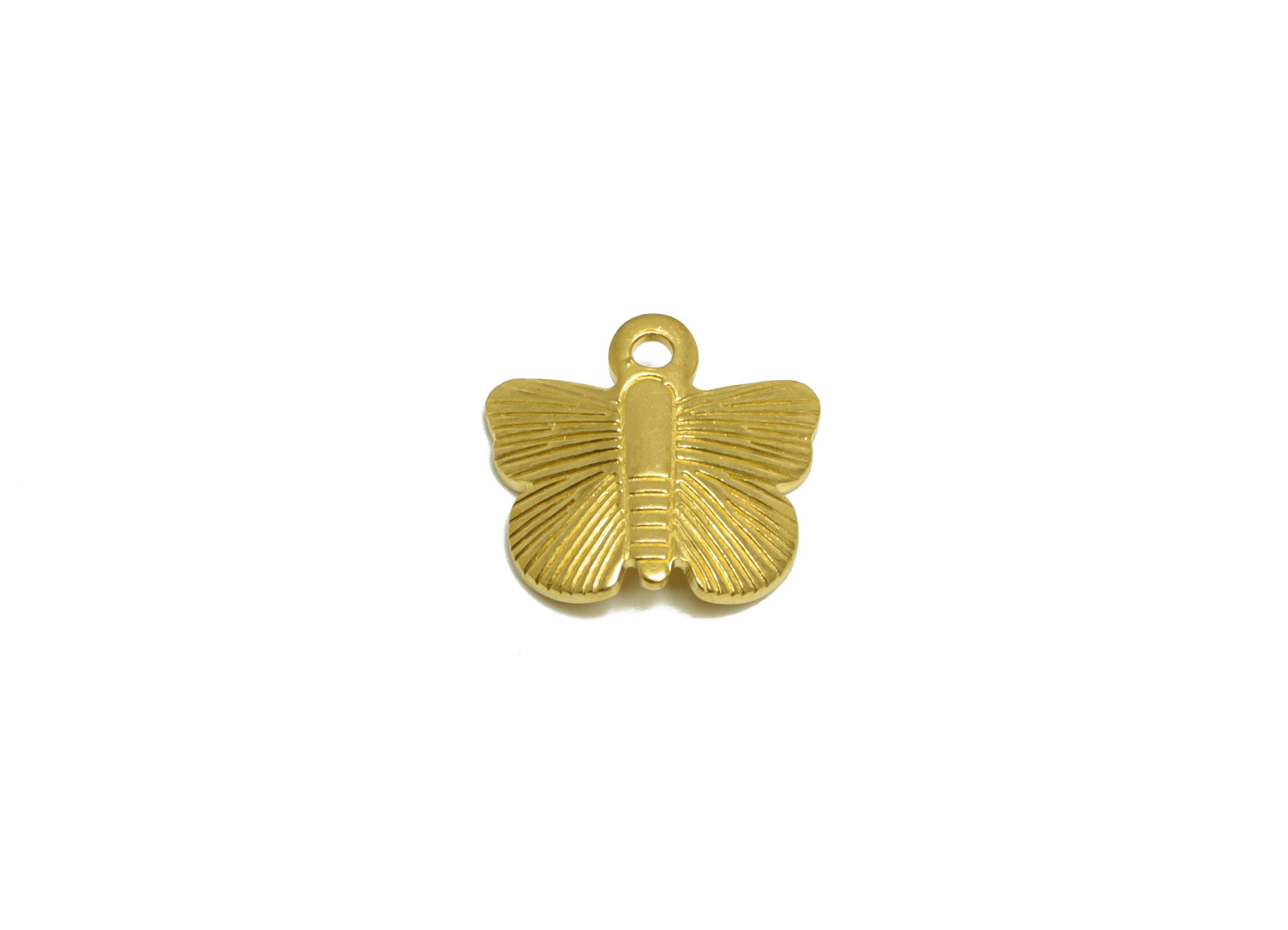 Brass Butterfly Earring Charm - Raw Brass Bent Butterfly Earring Charm - Brass Textured Butterfly Earring Charm - 12.8x12x3mm - PP10203 - DOMEDBAZAAR