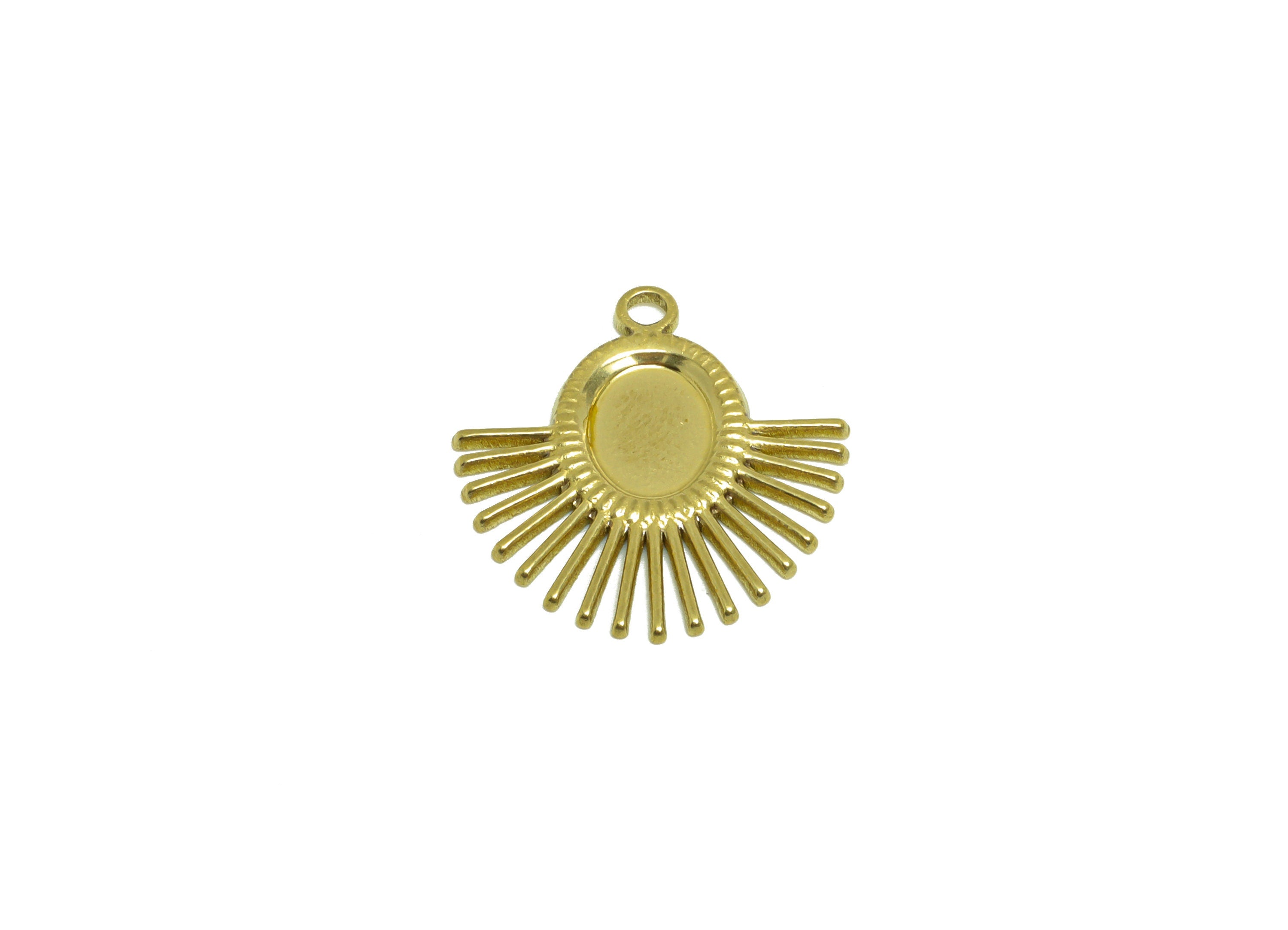 Brass Oval Earring Charm- Raw Brass Sun Antique Vintage Charm - Brass Sunshine Pendant For Diamond - For Necklace - 21.1x20.2x1mm - PP10170 - DOMEDBAZAAR