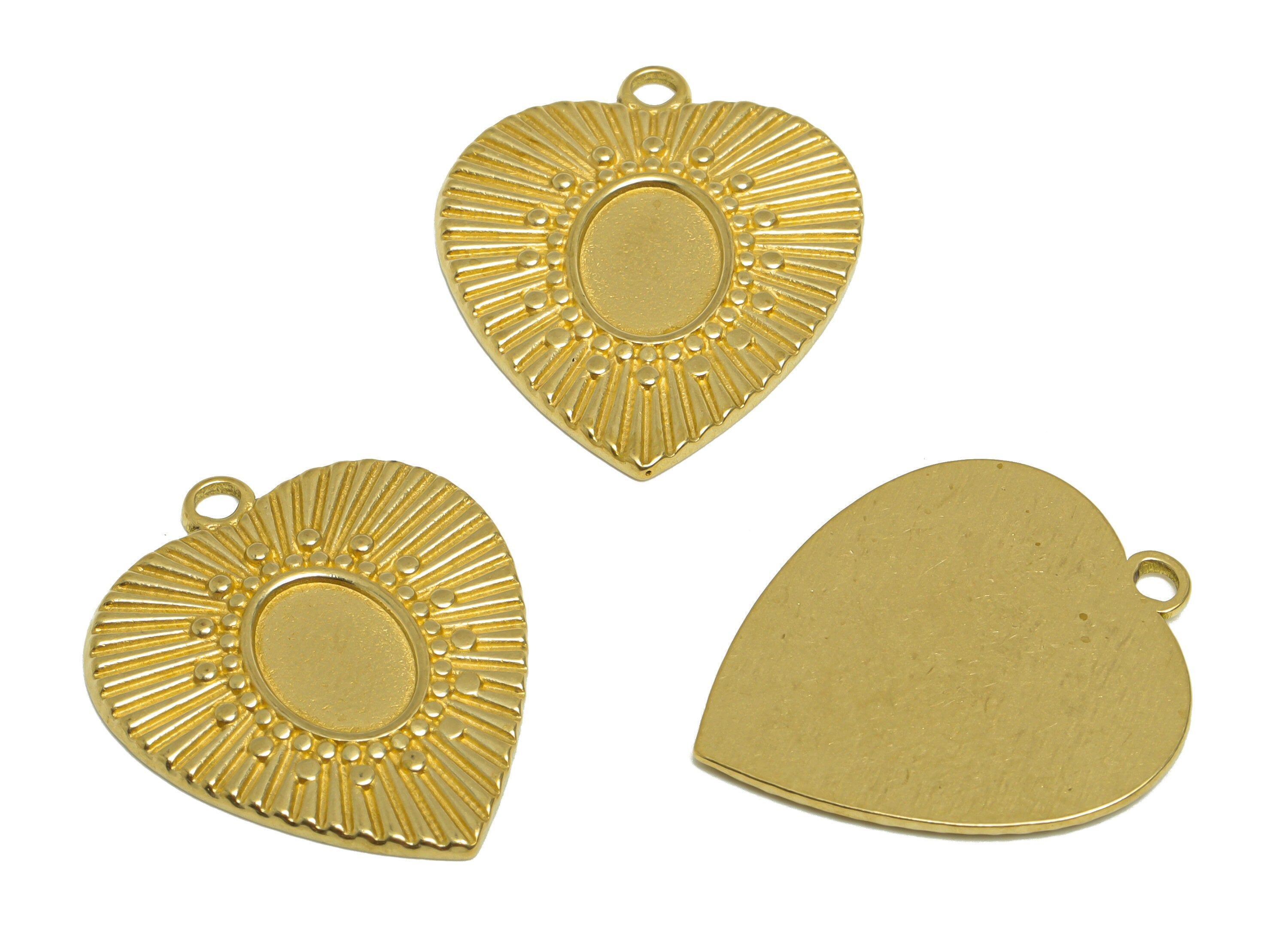 Brass Heart Earring Pendant - Raw Brass Antique Vintage Charm - Brass Heart Pendant For Diamond - For Necklace - 29.3x25x1.9mm - PP10189 - DOMEDBAZAAR